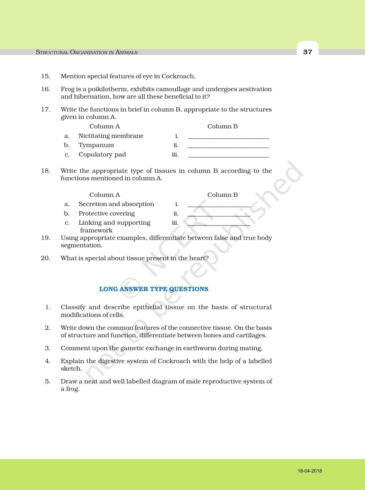 NCERT Exemplar Book for Class 11 Biology Chapter 7 Structural ...