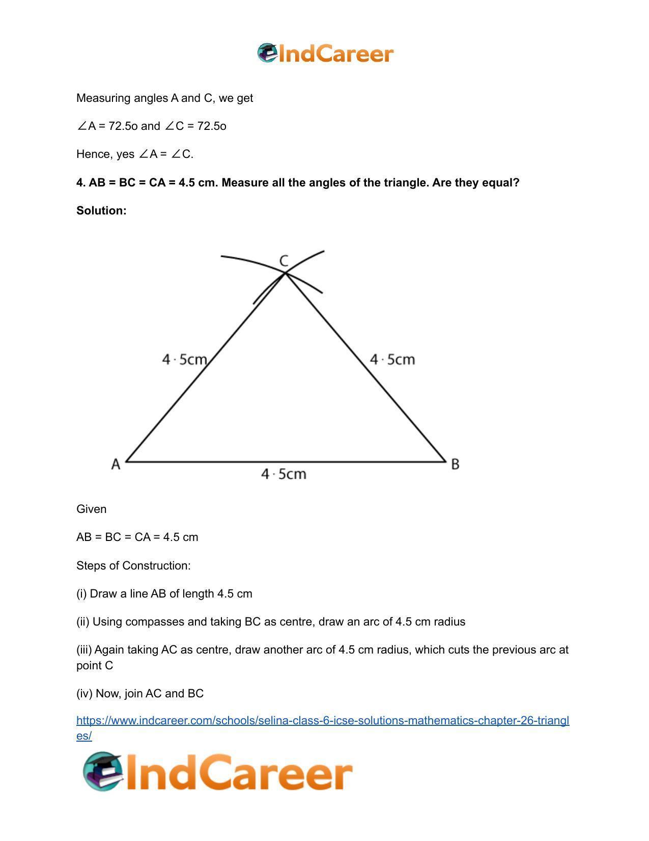 Selina Class 6 ICSE Solutions Mathematics : Chapter 26- Triangles - Page 17