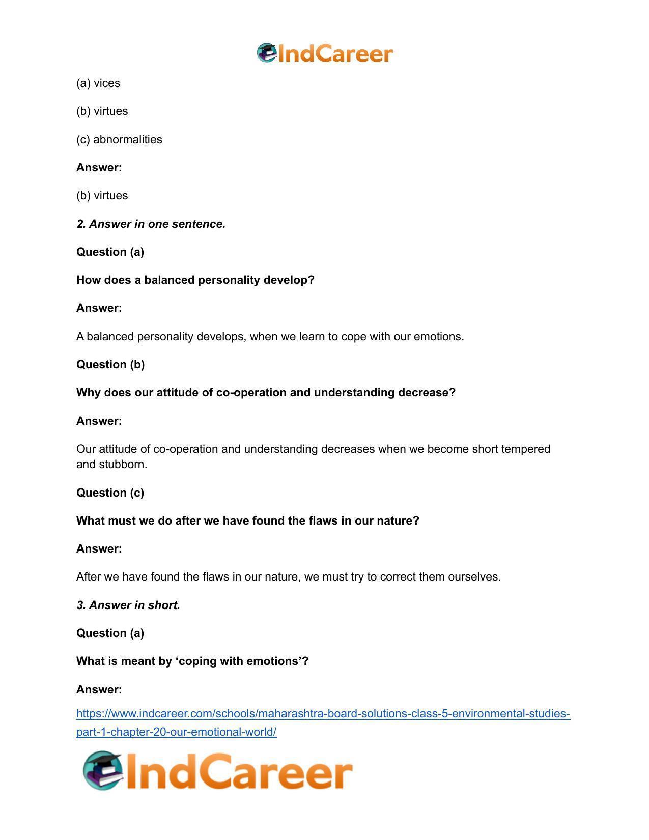Maharashtra Board Solutions Class 5-Environmental Studies (Part 1): Chapter 20- Our Emotional World - Page 3