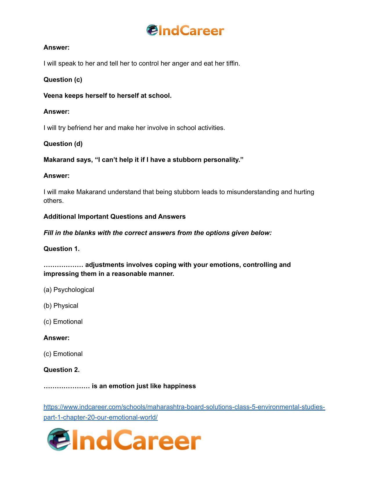 Maharashtra Board Solutions Class 5-Environmental Studies (Part 1): Chapter 20- Our Emotional World - Page 6