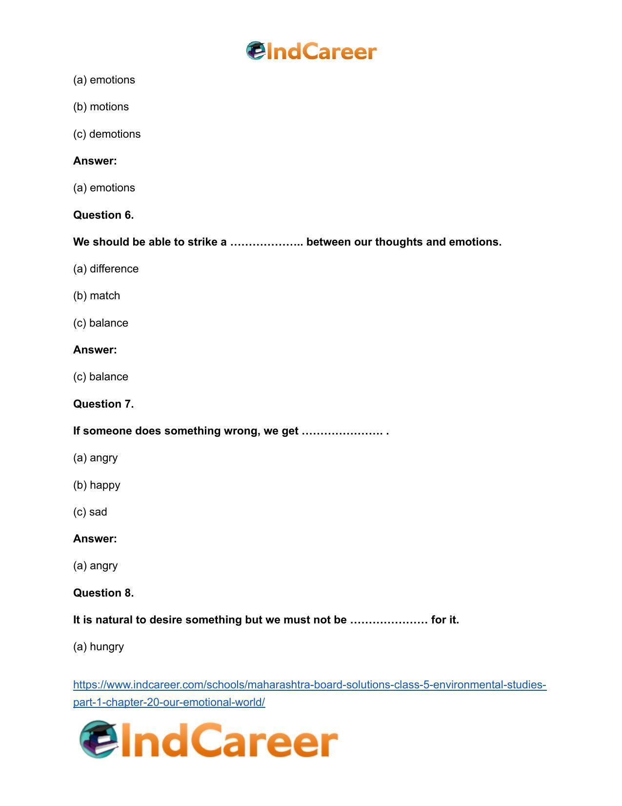 Maharashtra Board Solutions Class 5-Environmental Studies (Part 1): Chapter 20- Our Emotional World - Page 8
