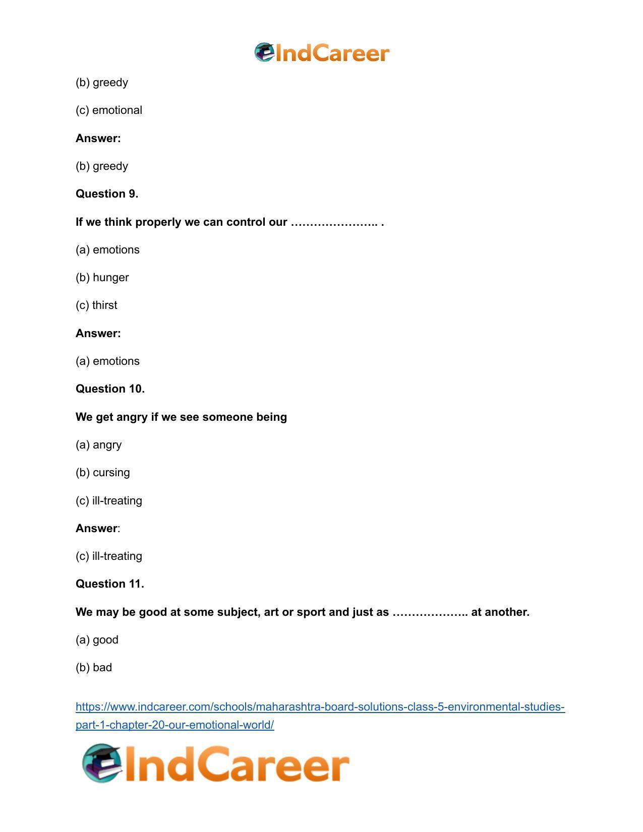 Maharashtra Board Solutions Class 5-Environmental Studies (Part 1): Chapter 20- Our Emotional World - Page 9