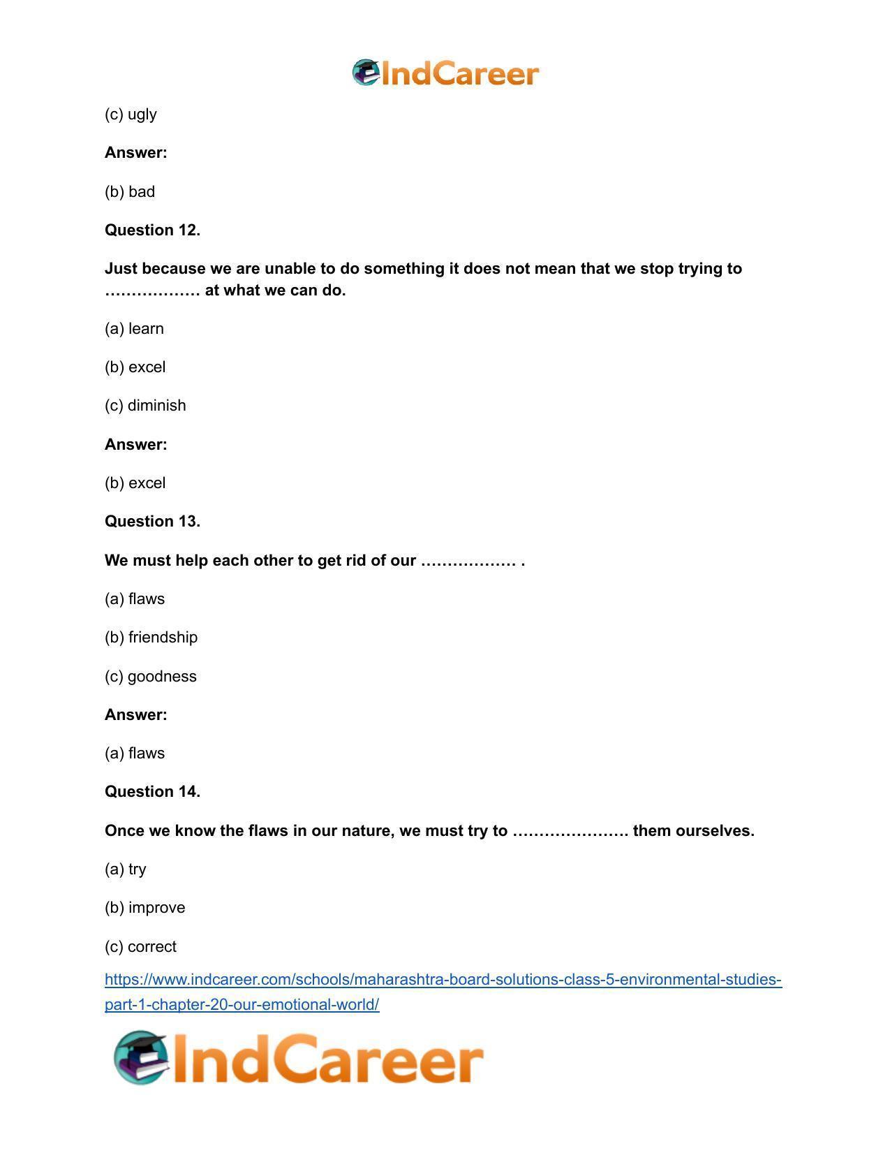 Maharashtra Board Solutions Class 5-Environmental Studies (Part 1): Chapter 20- Our Emotional World - Page 10