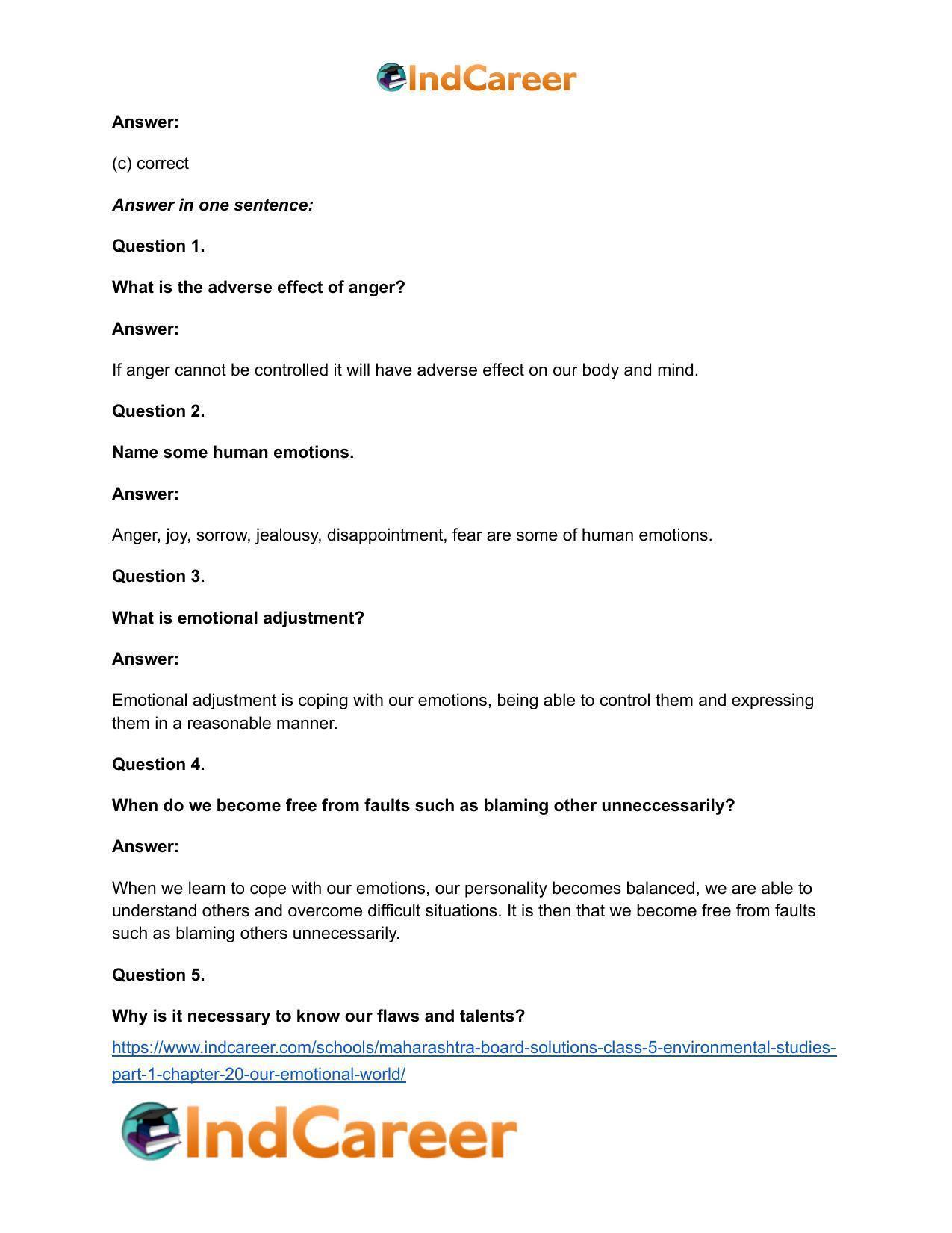 Maharashtra Board Solutions Class 5-Environmental Studies (Part 1): Chapter 20- Our Emotional World - Page 11