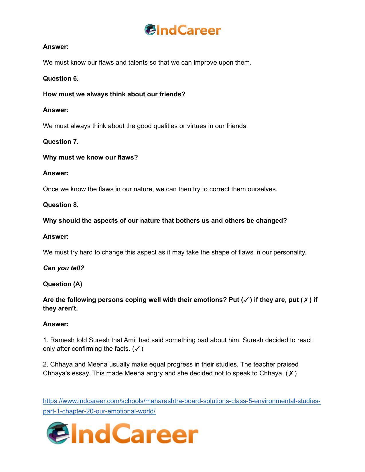 Maharashtra Board Solutions Class 5-Environmental Studies (Part 1): Chapter 20- Our Emotional World - Page 12