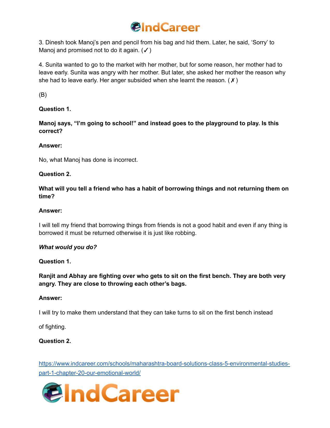 Maharashtra Board Solutions Class 5-Environmental Studies (Part 1): Chapter 20- Our Emotional World - Page 13