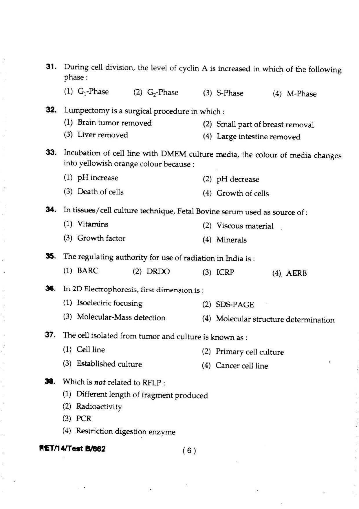BHU RET Surgical Oncology 2014 Question Paper - Page 8