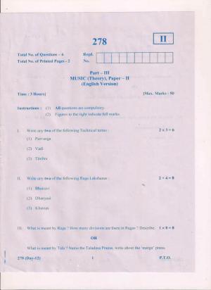 AP Inter 2nd Year Music-II (EM) March-2019-General Question Paper