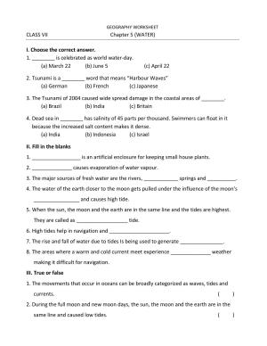 CBSE Worksheets for Class 7 Geography Water Assignment 2