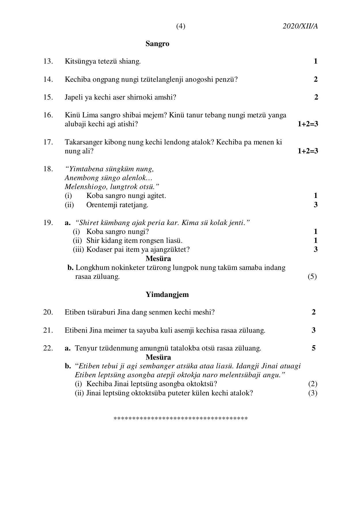 Nagaland Board Class 12 AO 2020 Question Paper - Page 4