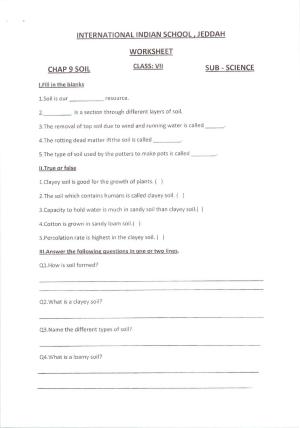 CBSE Worksheets for Class 7 Science Soil Assignment 1