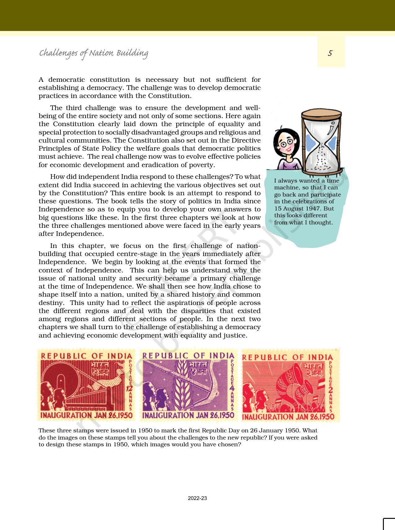 NCERT Book for Class 12 Political Science (Politics In India Since Independence) Chapter 1 Challenges of Nation Building - Page 4