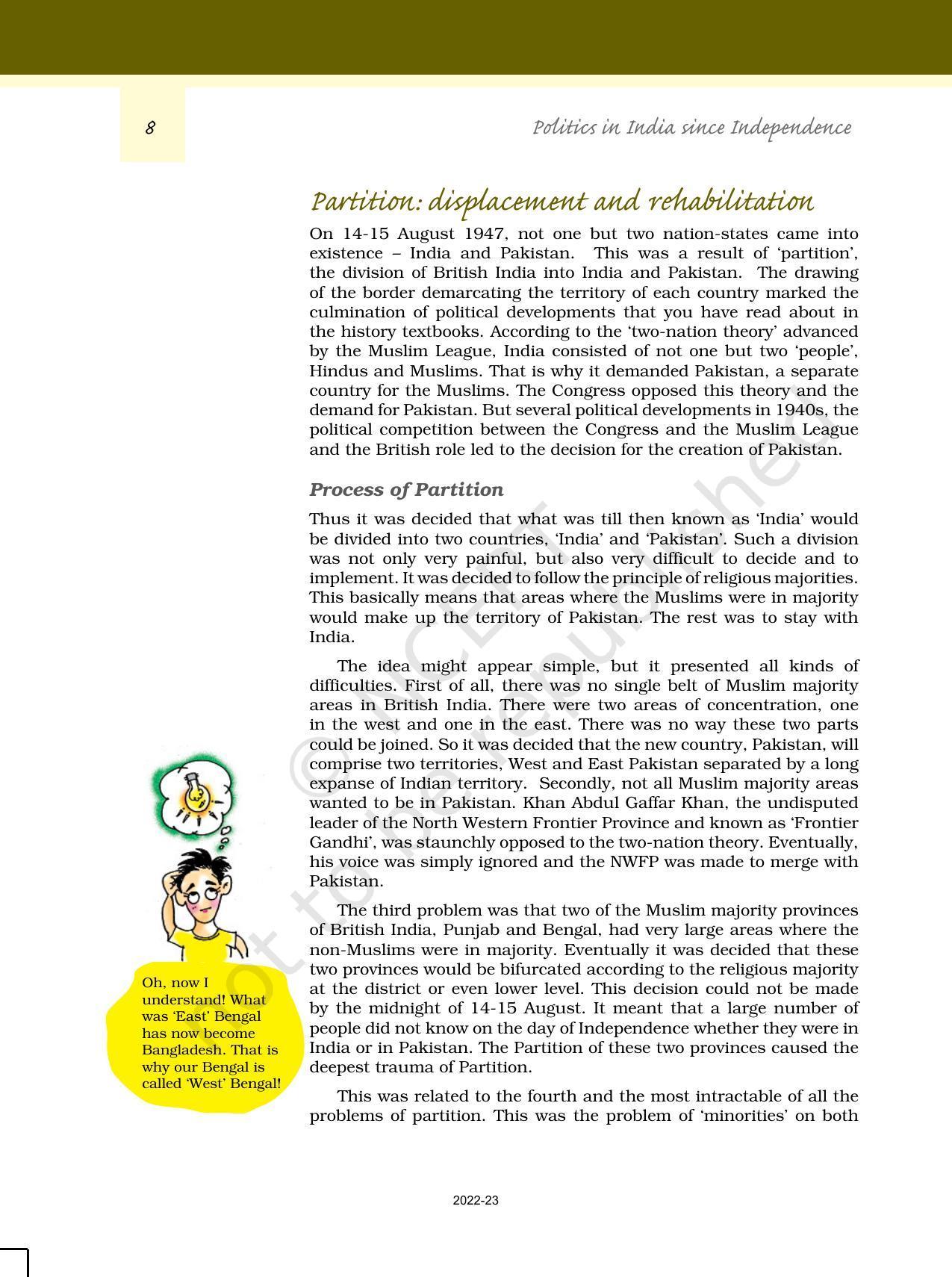 NCERT Book for Class 12 Political Science (Politics In India Since Independence) Chapter 1 Challenges of Nation Building - Page 7