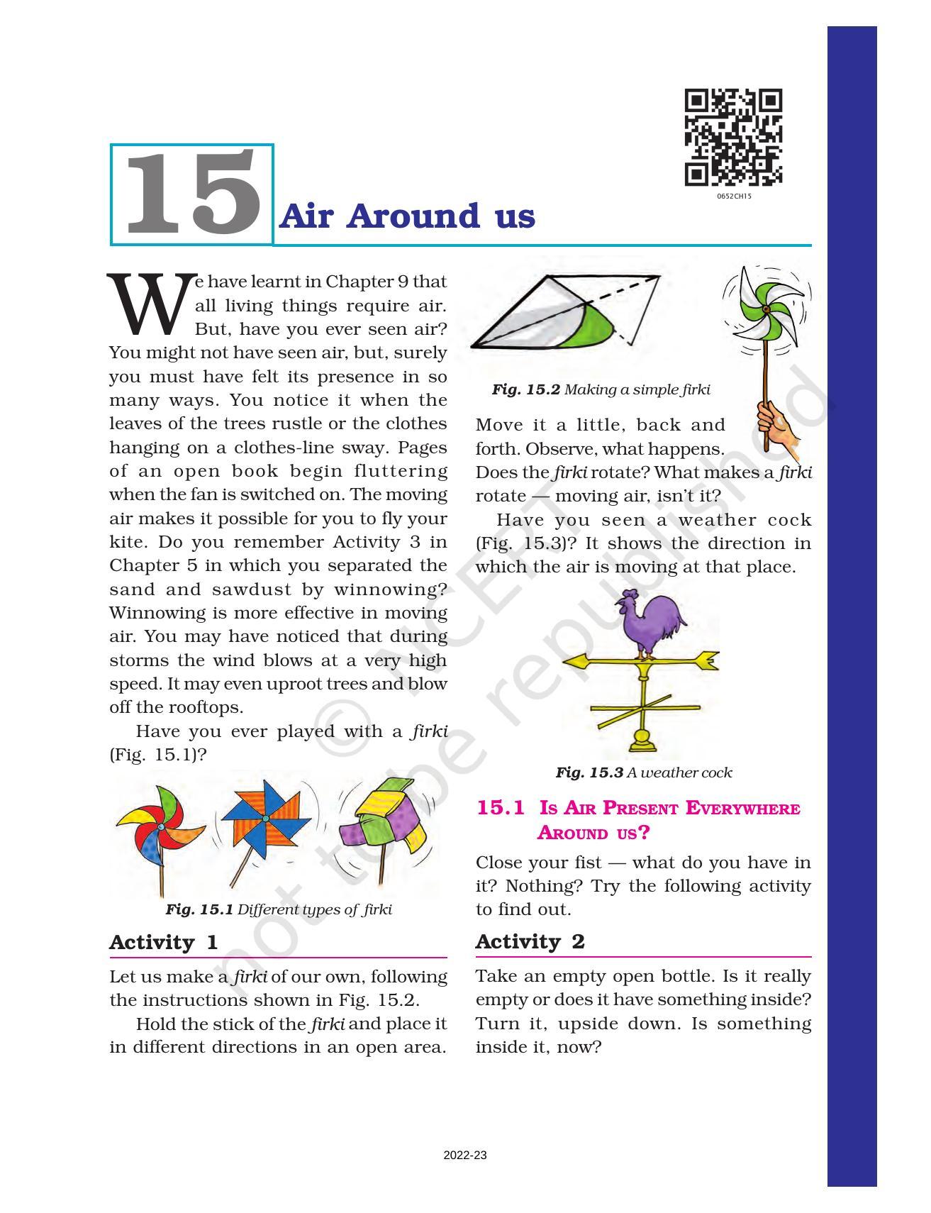 NCERT Book for Class 6 Science: Chapter 15-Air Around Us - Page 1