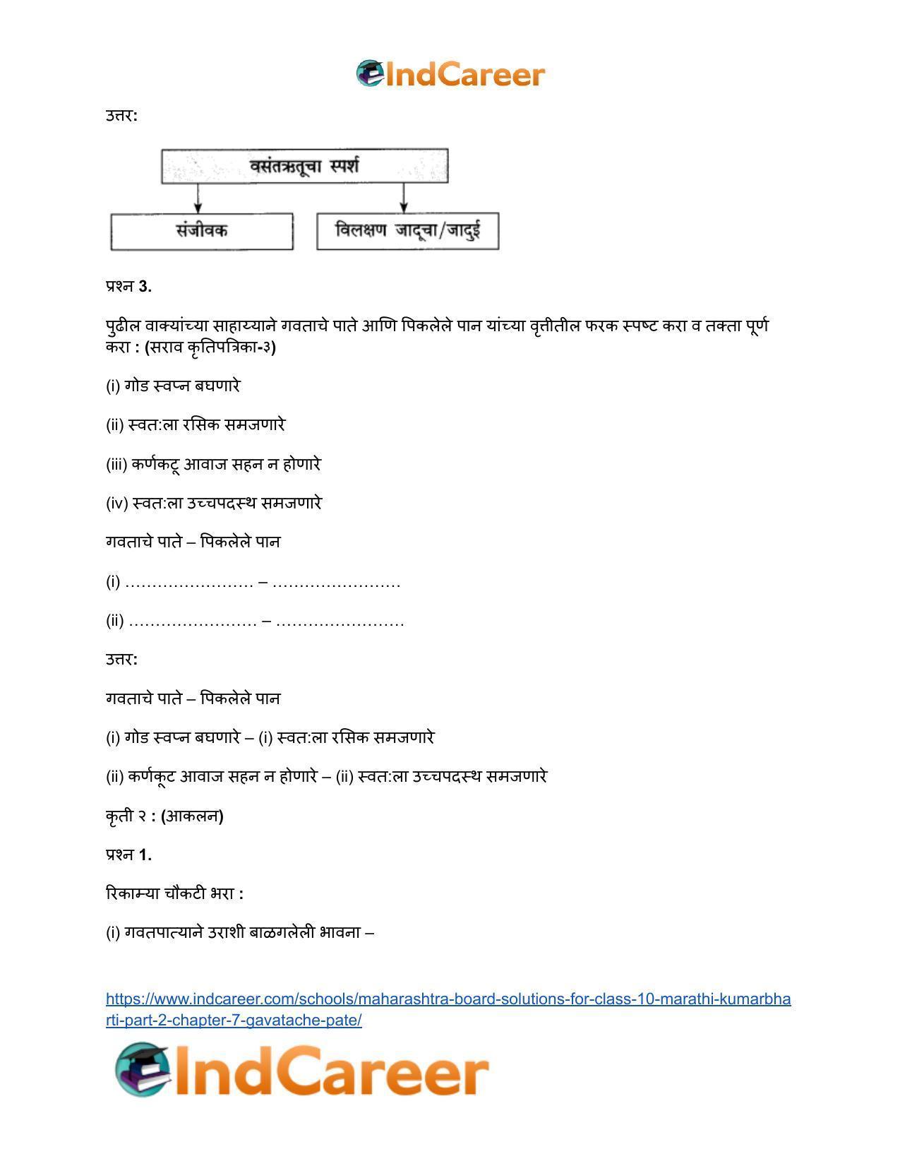 Maharashtra Board Solutions for Class 10- Marathi Kumarbharti (Part- 1): Chapter 7- गवताचे पाते - Page 10