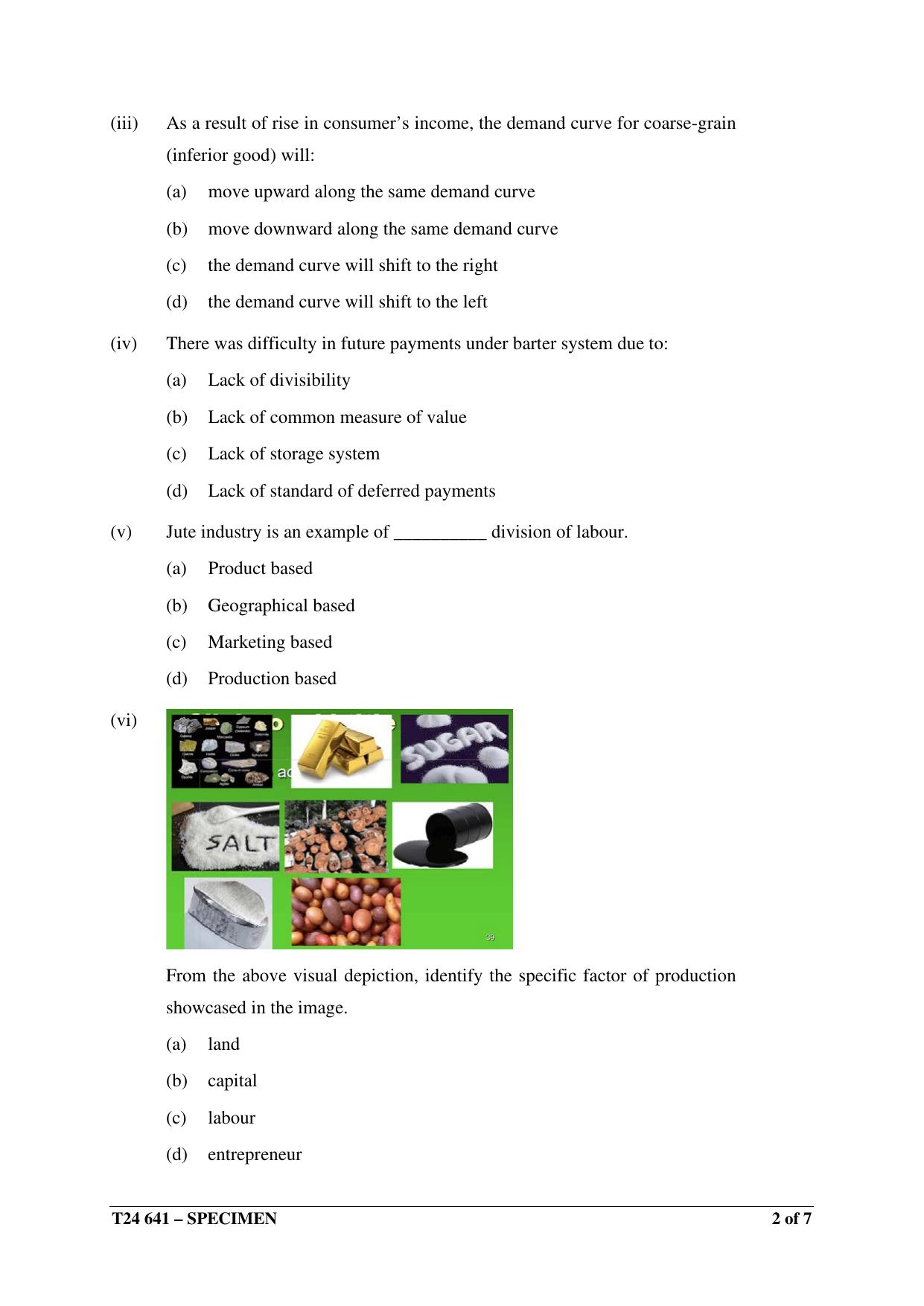 ICSE Class 10  2024 Economics Sample Paper - Page 2