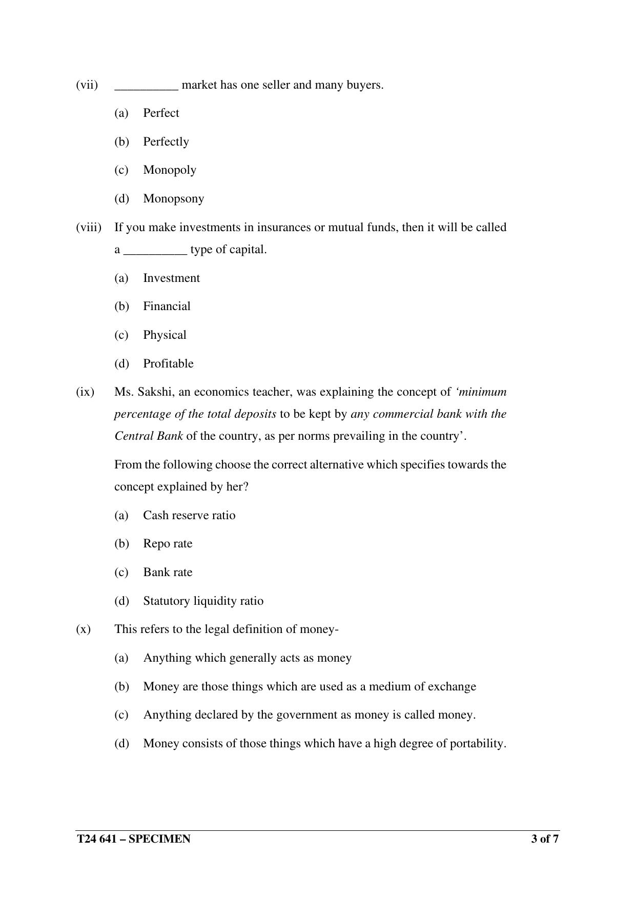ICSE Class 10  2024 Economics Sample Paper - Page 3