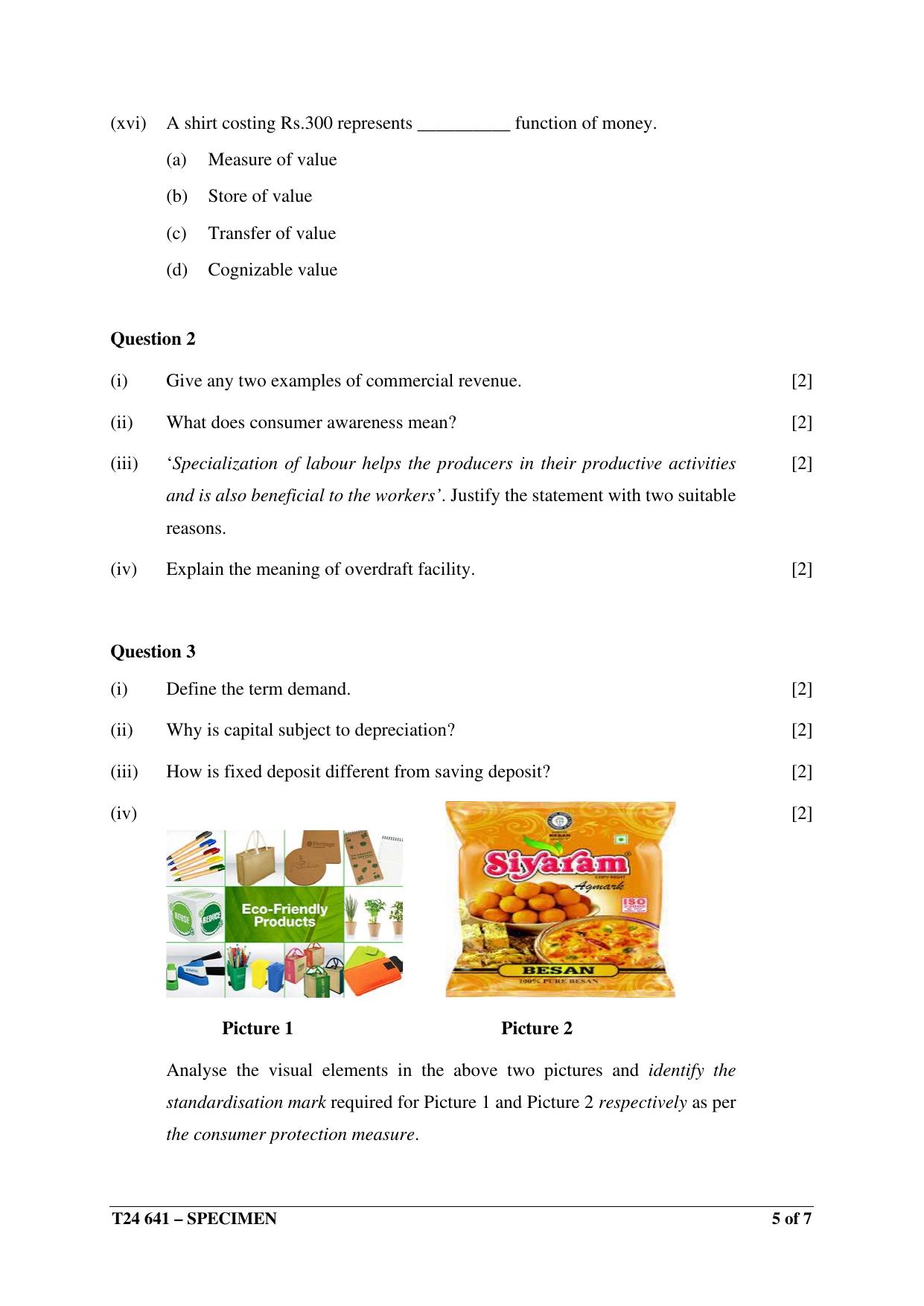 ICSE Class 10  2024 Economics Sample Paper - Page 5