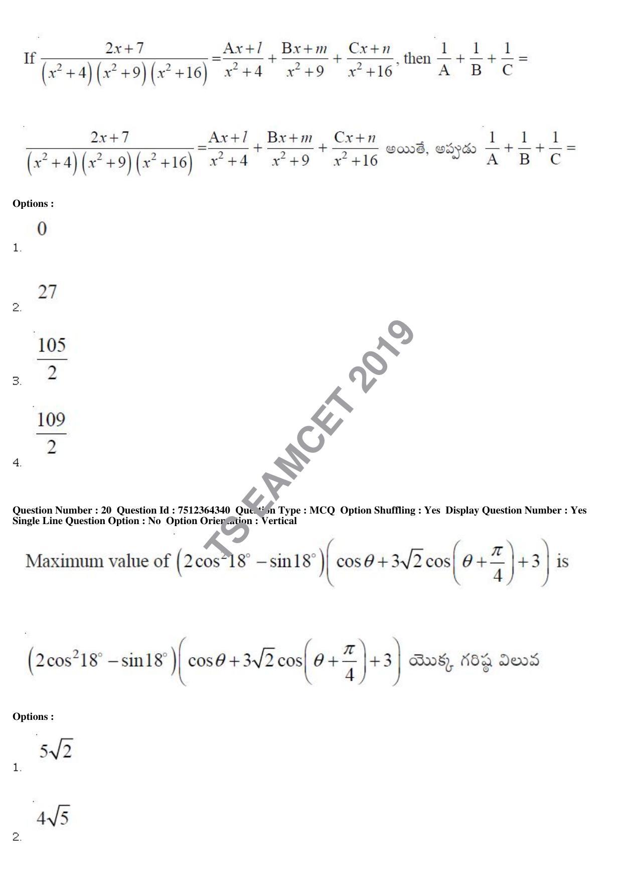 TS EAMCET 2019 Engineering Question Paper with Key (3 May 2019 Afternoon) - Page 14