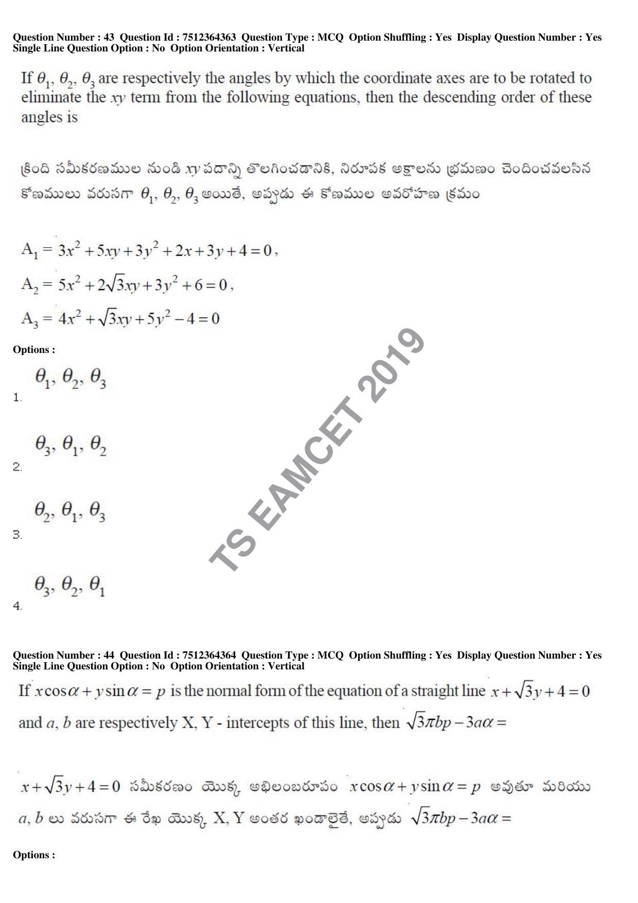 TS EAMCET 2019 Engineering Question Paper with Key (3 May 2019 Afternoon) - Page 30