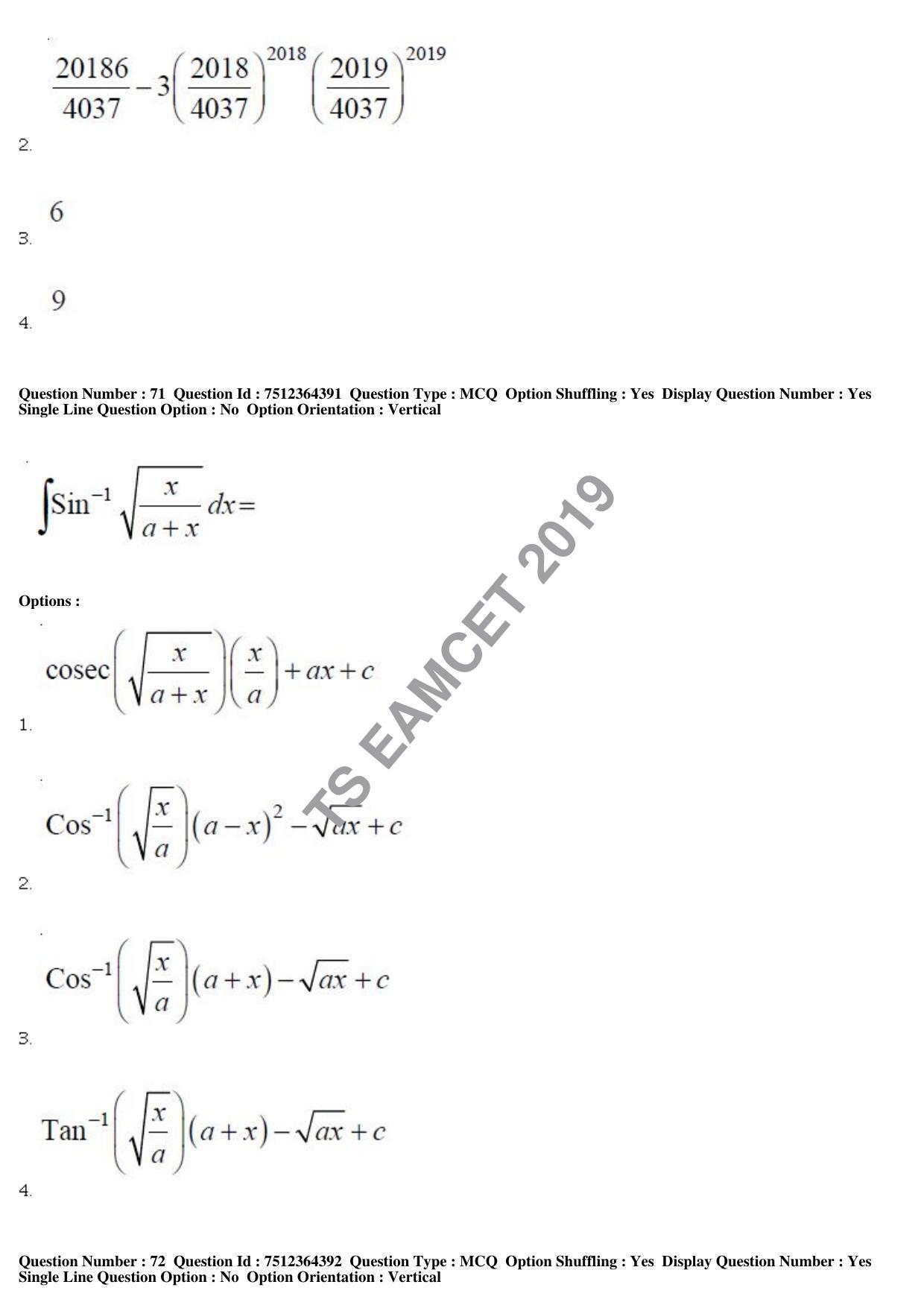 TS EAMCET 2019 Engineering Question Paper with Key (3 May 2019 Afternoon) - Page 49