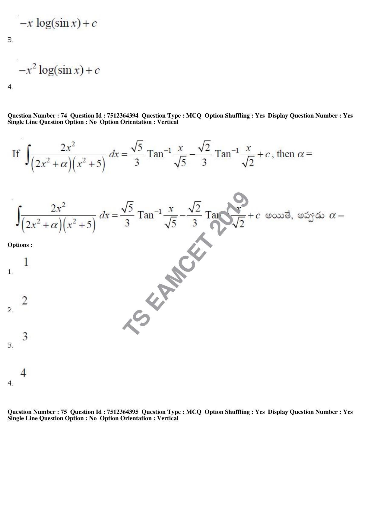 TS EAMCET 2019 Engineering Question Paper with Key (3 May 2019 Afternoon) - Page 51