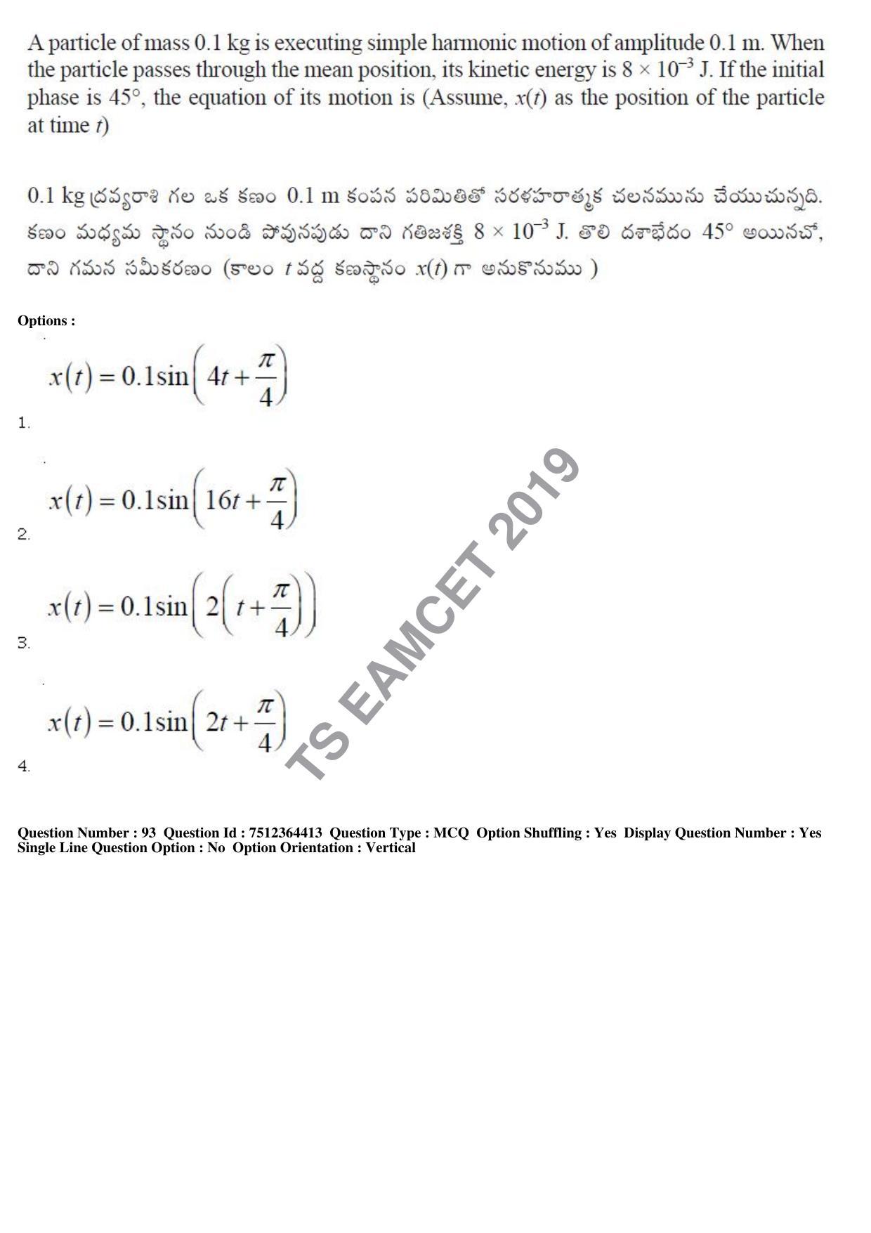 TS EAMCET 2019 Engineering Question Paper with Key (3 May 2019 Afternoon) - Page 67