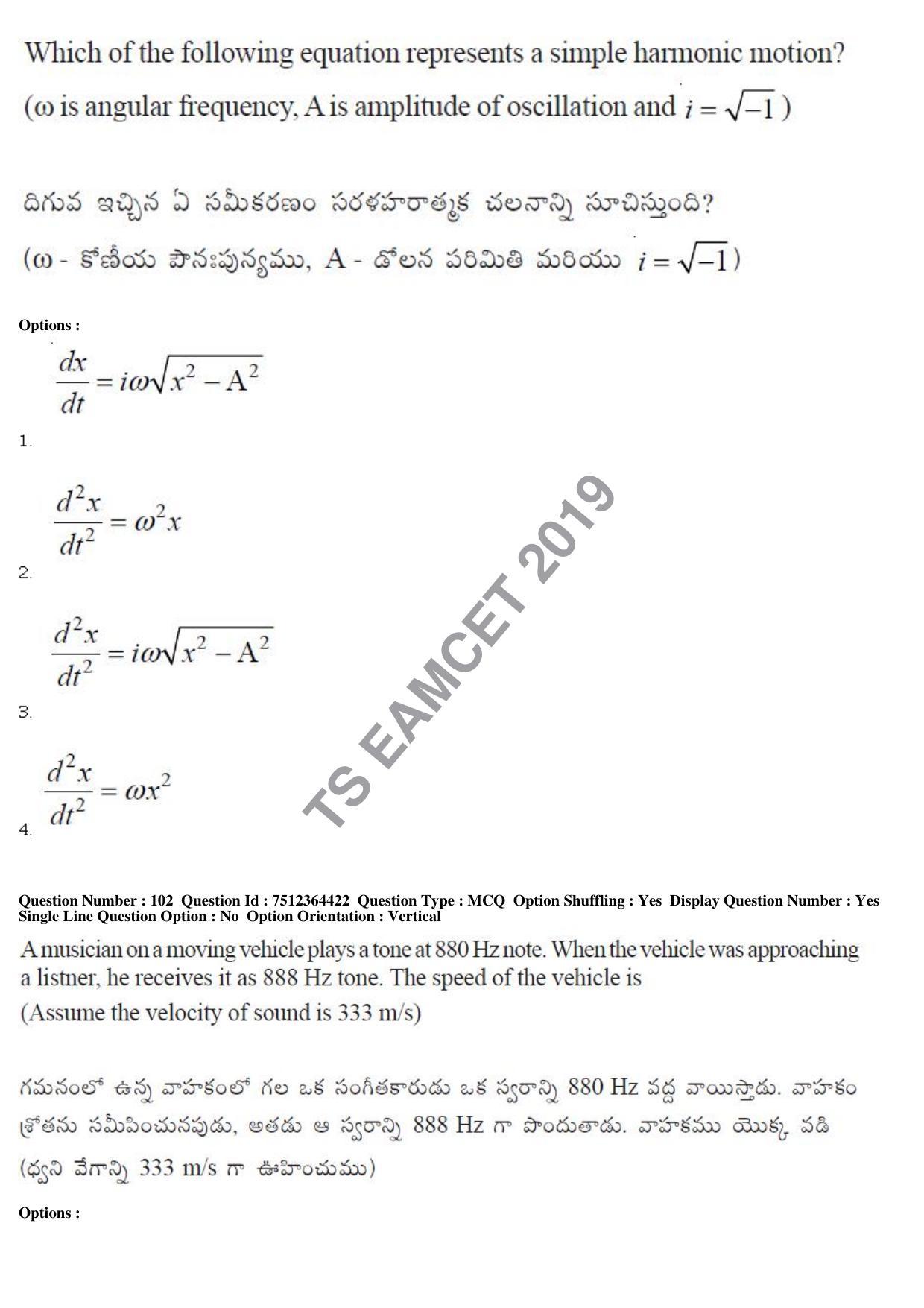 TS EAMCET 2019 Engineering Question Paper with Key (3 May 2019 Afternoon) - Page 74