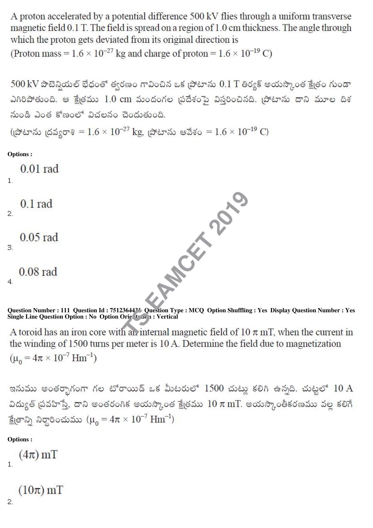 TS EAMCET 2019 Engineering Question Paper with Key (3 May 2019 Afternoon) - Page 80