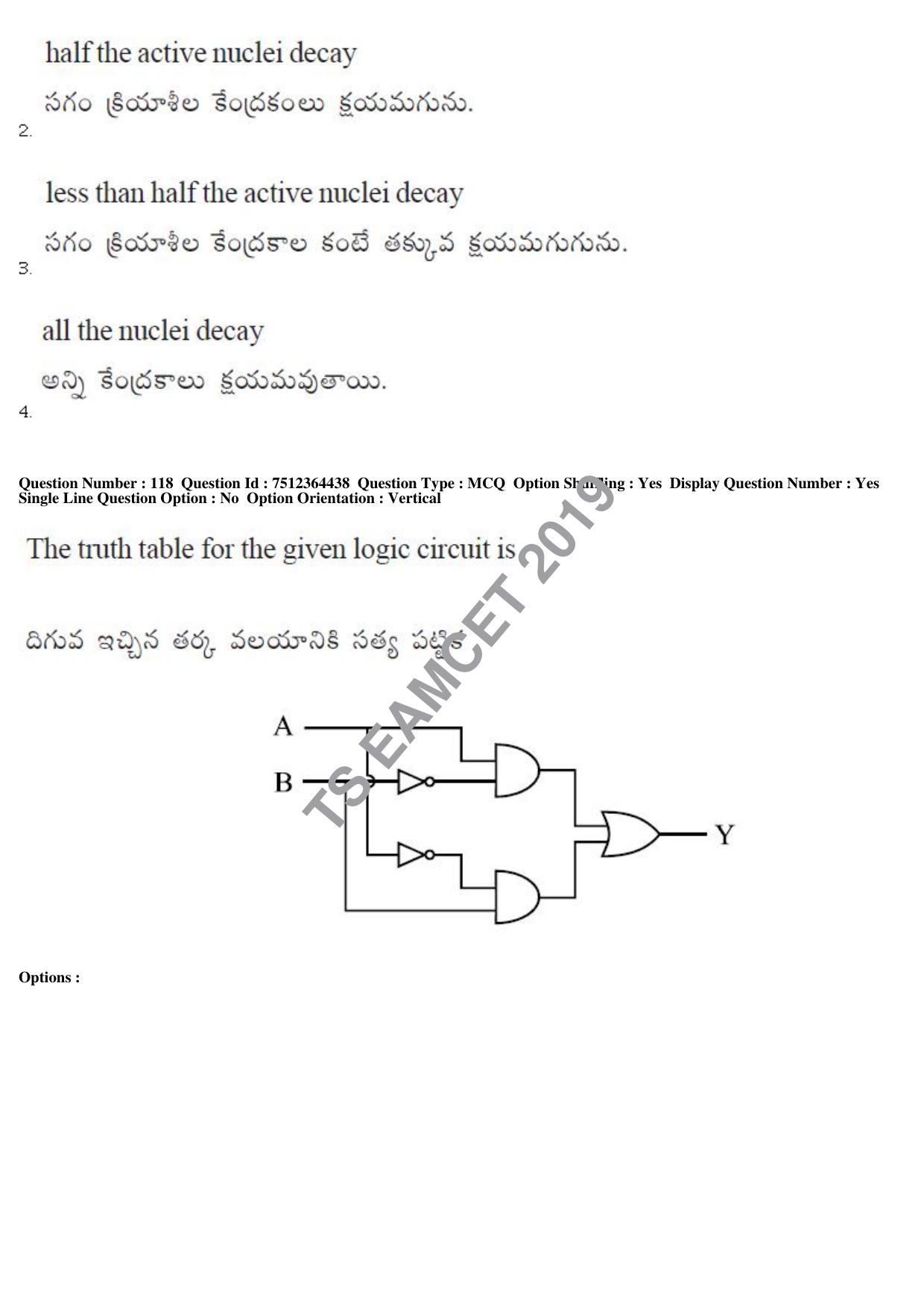 TS EAMCET 2019 Engineering Question Paper with Key (3 May 2019 Afternoon) - Page 85