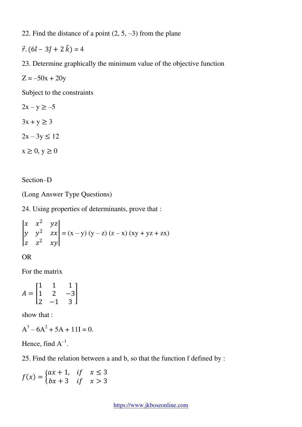 JKBOSE Class 12 Mathematics 2005-C Question Papers 2020 - Page 4