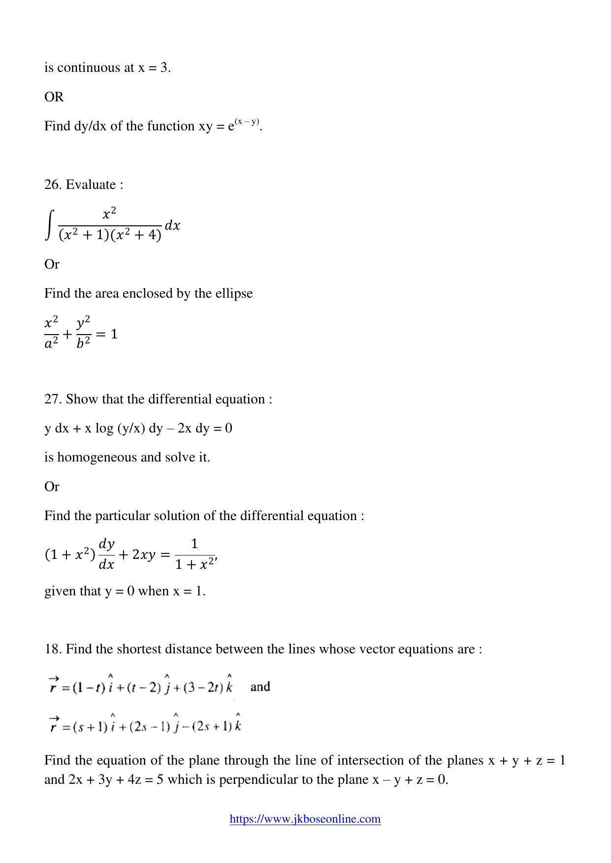 JKBOSE Class 12 Mathematics 2005-C Question Papers 2020 - Page 5
