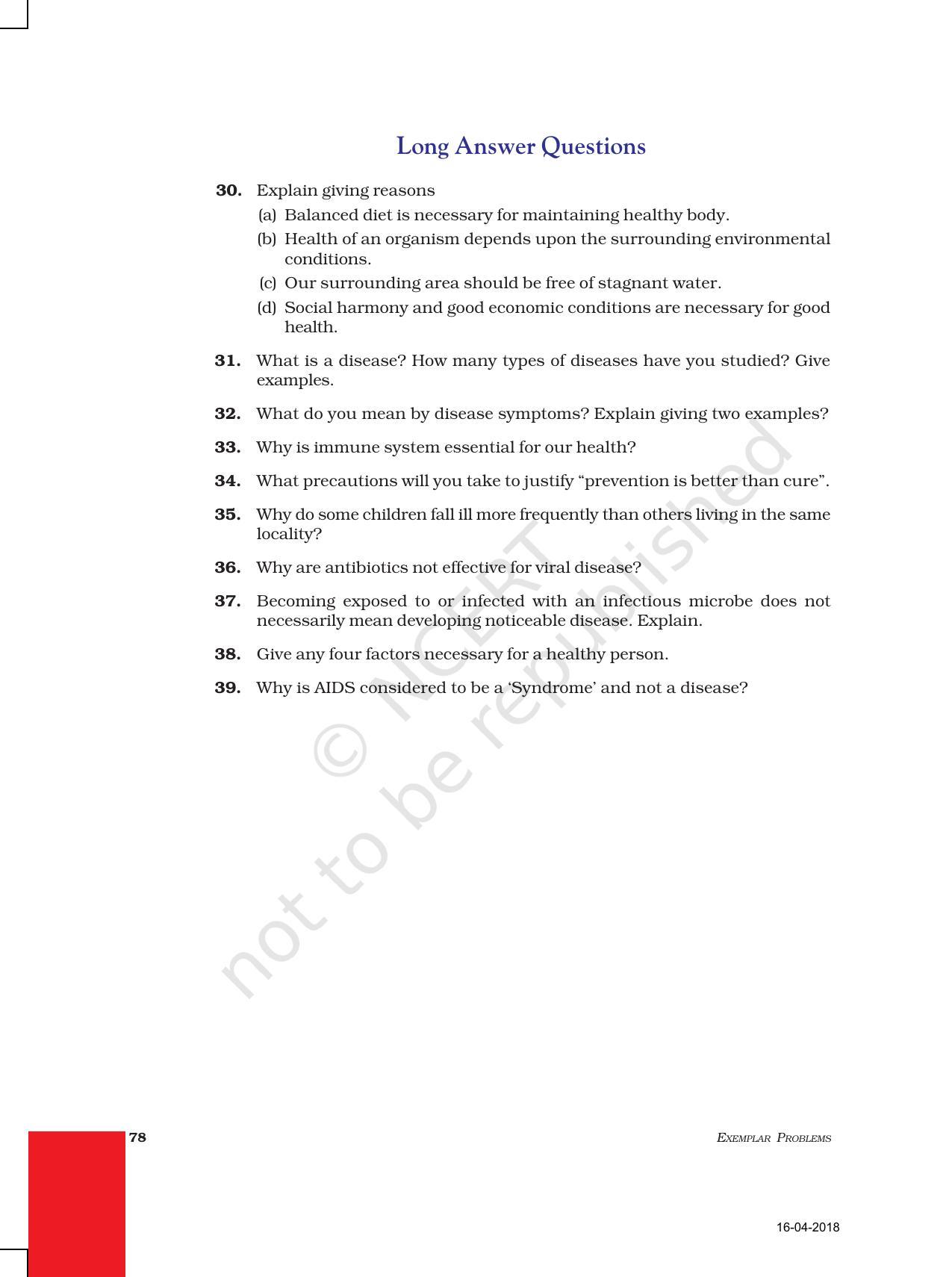 NCERT Exemplar Book for Class 9 Science: Chapter 13 Why Do We Fall ill? - Page 5
