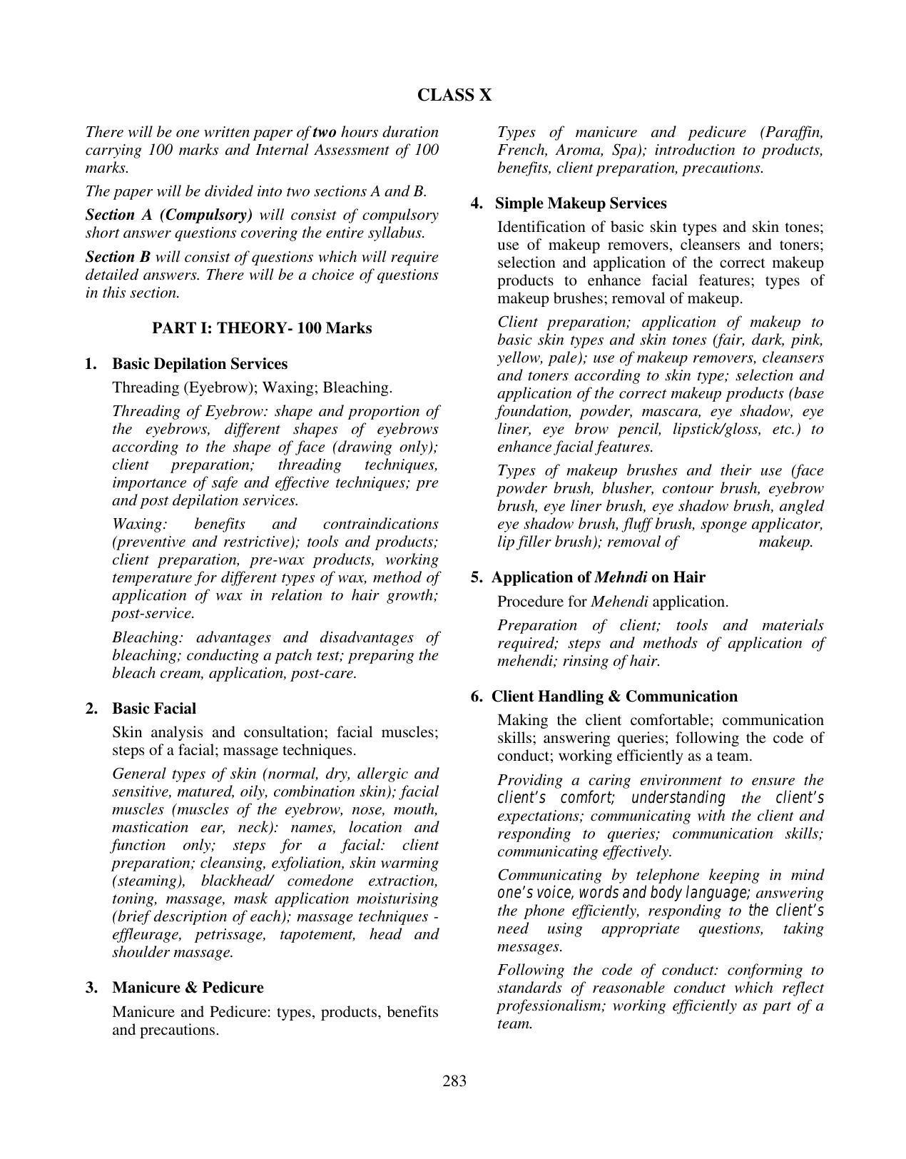 ICSE Beauty and Wellness (Skin and Beauty) Syllabus - Page 4