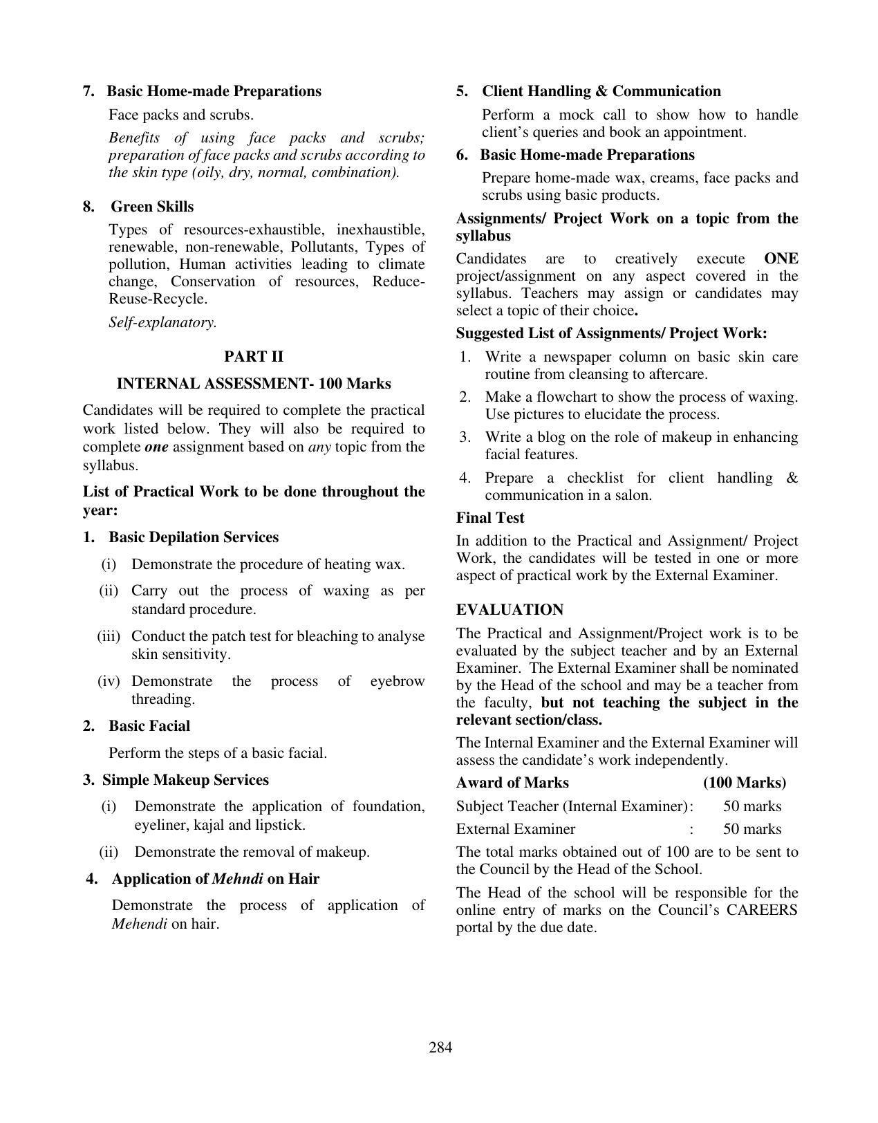 ICSE Beauty and Wellness (Skin and Beauty) Syllabus - Page 5