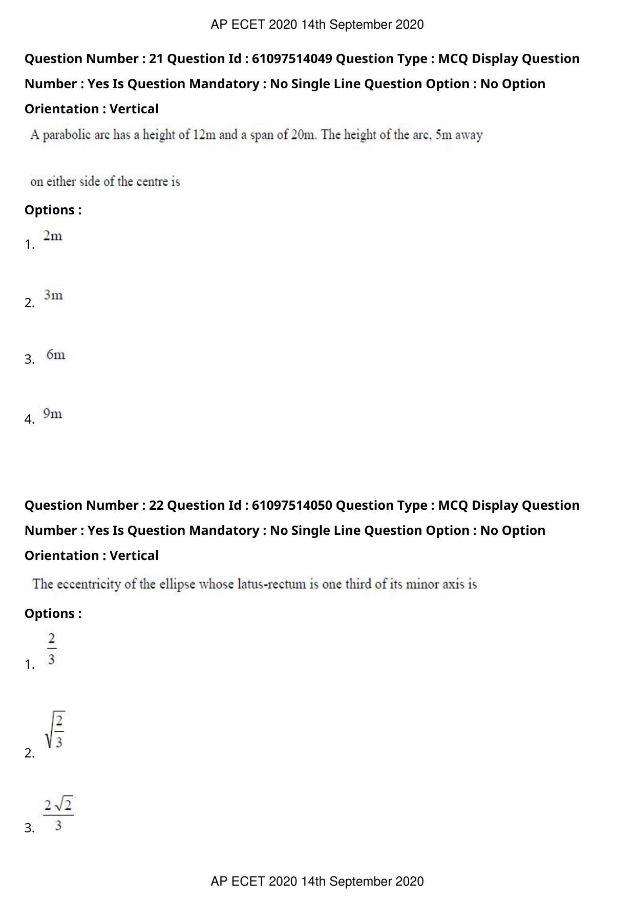 AP ECET 2020 - Electronics and Communication (Preview) Question Paper With Preliminary Keys - Page 13