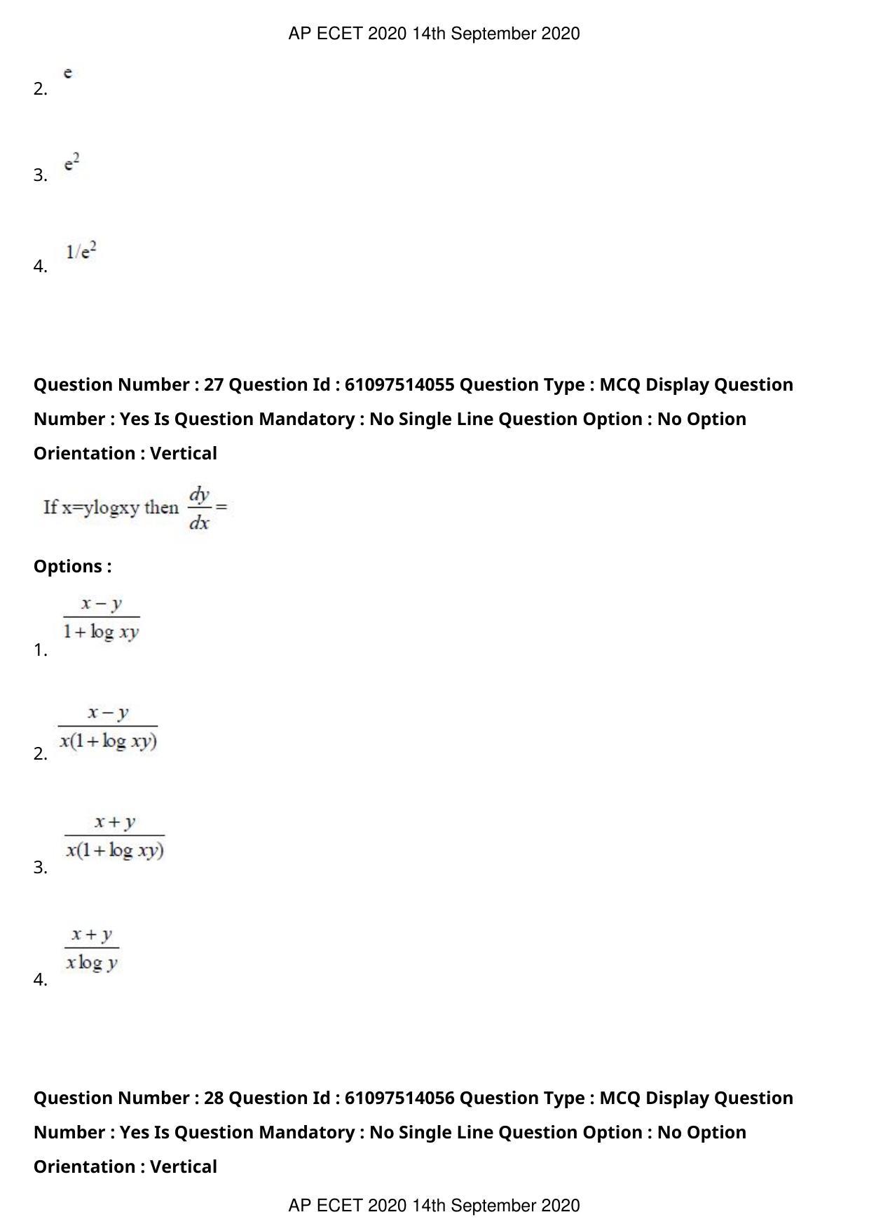 AP ECET 2020 - Electronics and Communication (Preview) Question Paper With Preliminary Keys - Page 16