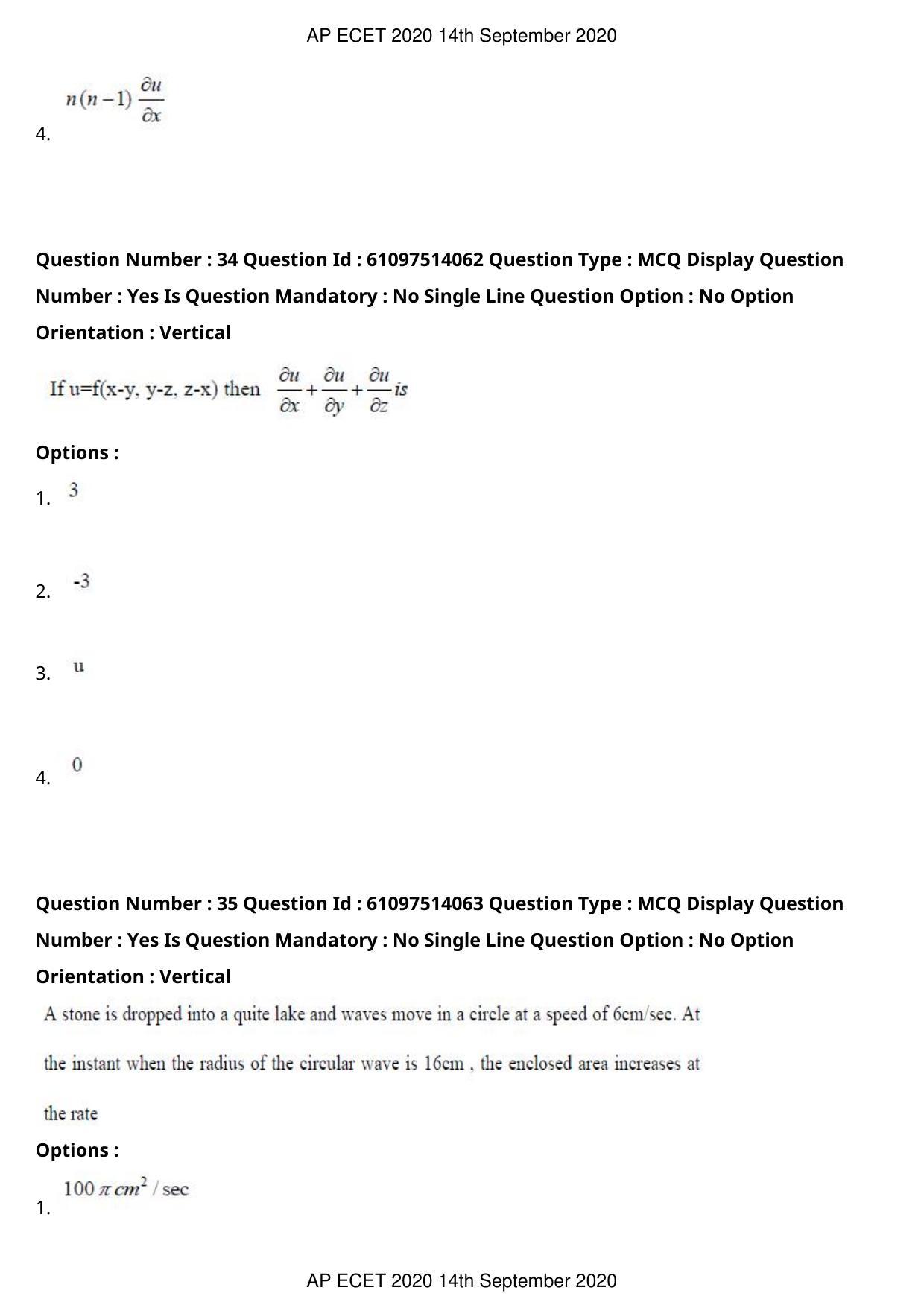 AP ECET 2020 - Electronics and Communication (Preview) Question Paper With Preliminary Keys - Page 20