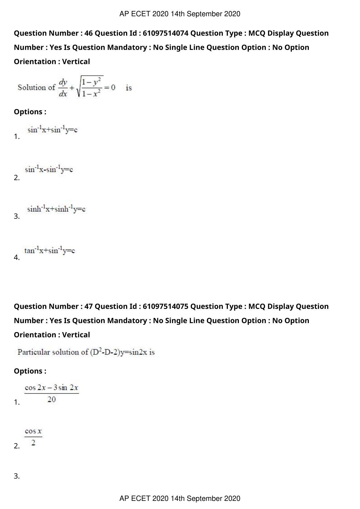 AP ECET 2020 - Electronics and Communication (Preview) Question Paper With Preliminary Keys - Page 27