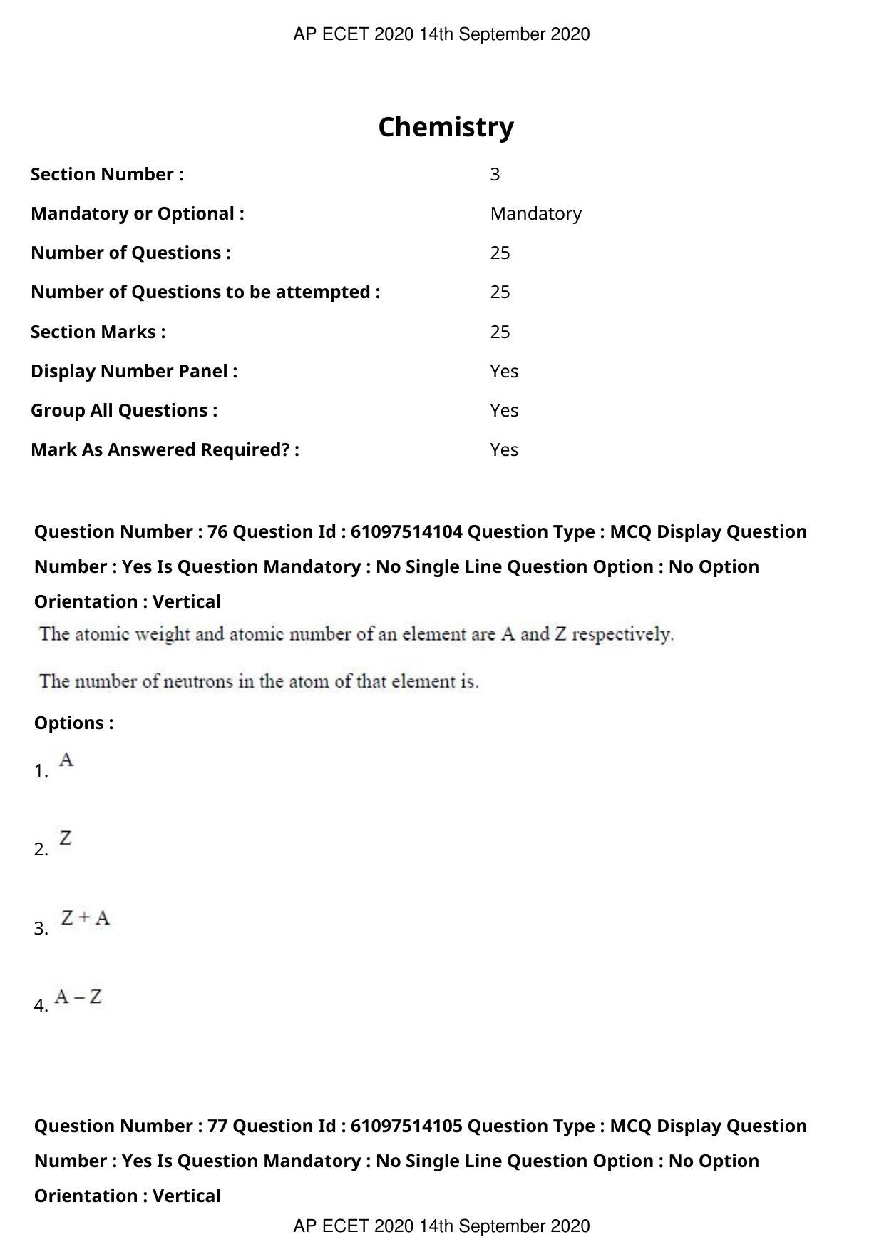 AP ECET 2020 - Electronics and Communication (Preview) Question Paper With Preliminary Keys - Page 43