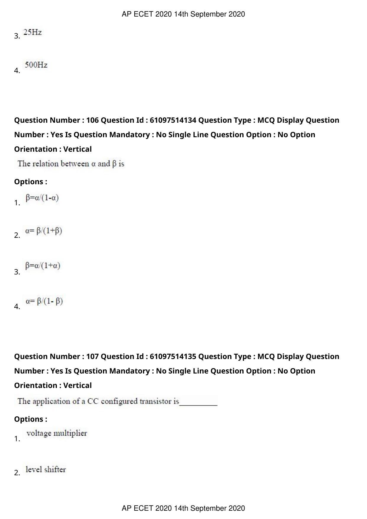AP ECET 2020 - Electronics and Communication (Preview) Question Paper With Preliminary Keys - Page 58