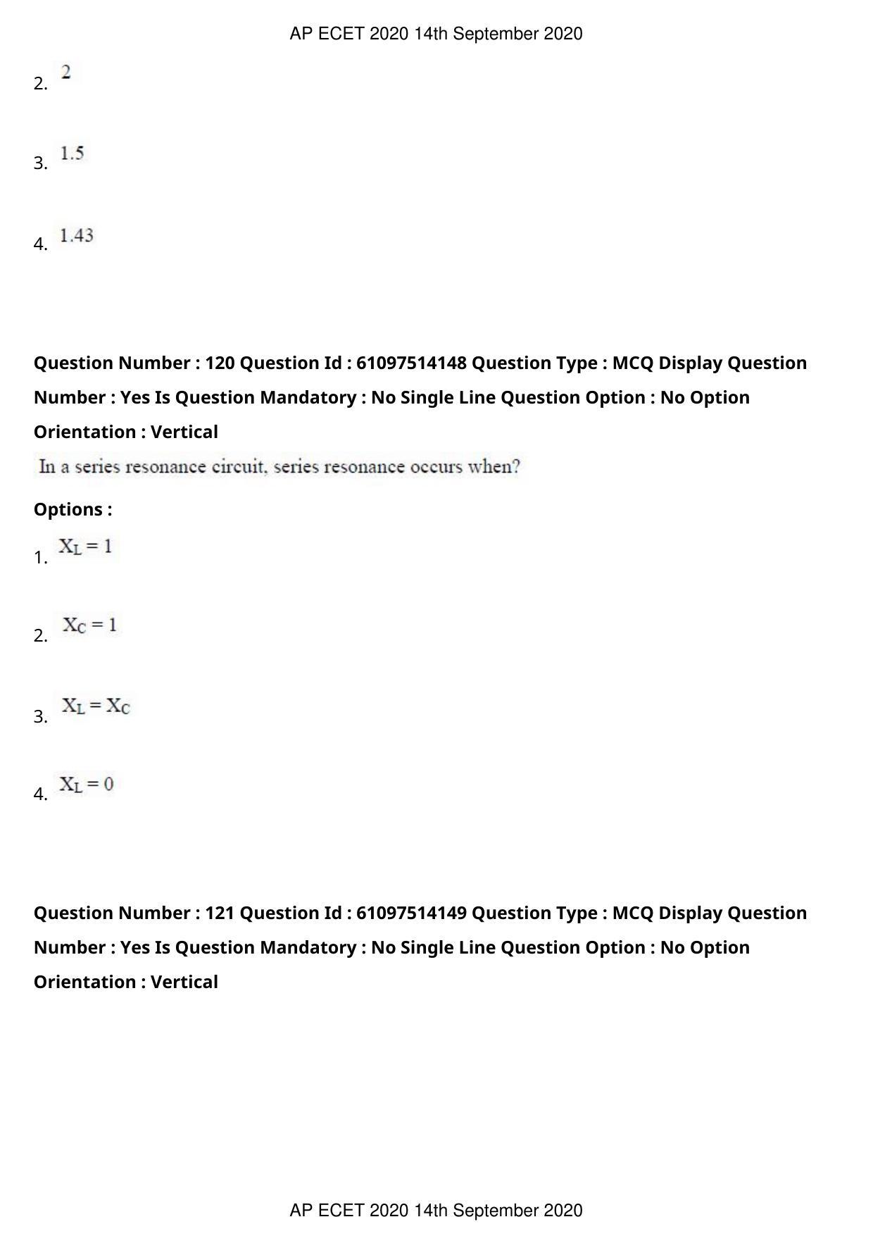 AP ECET 2020 - Electronics and Communication (Preview) Question Paper With Preliminary Keys - Page 65