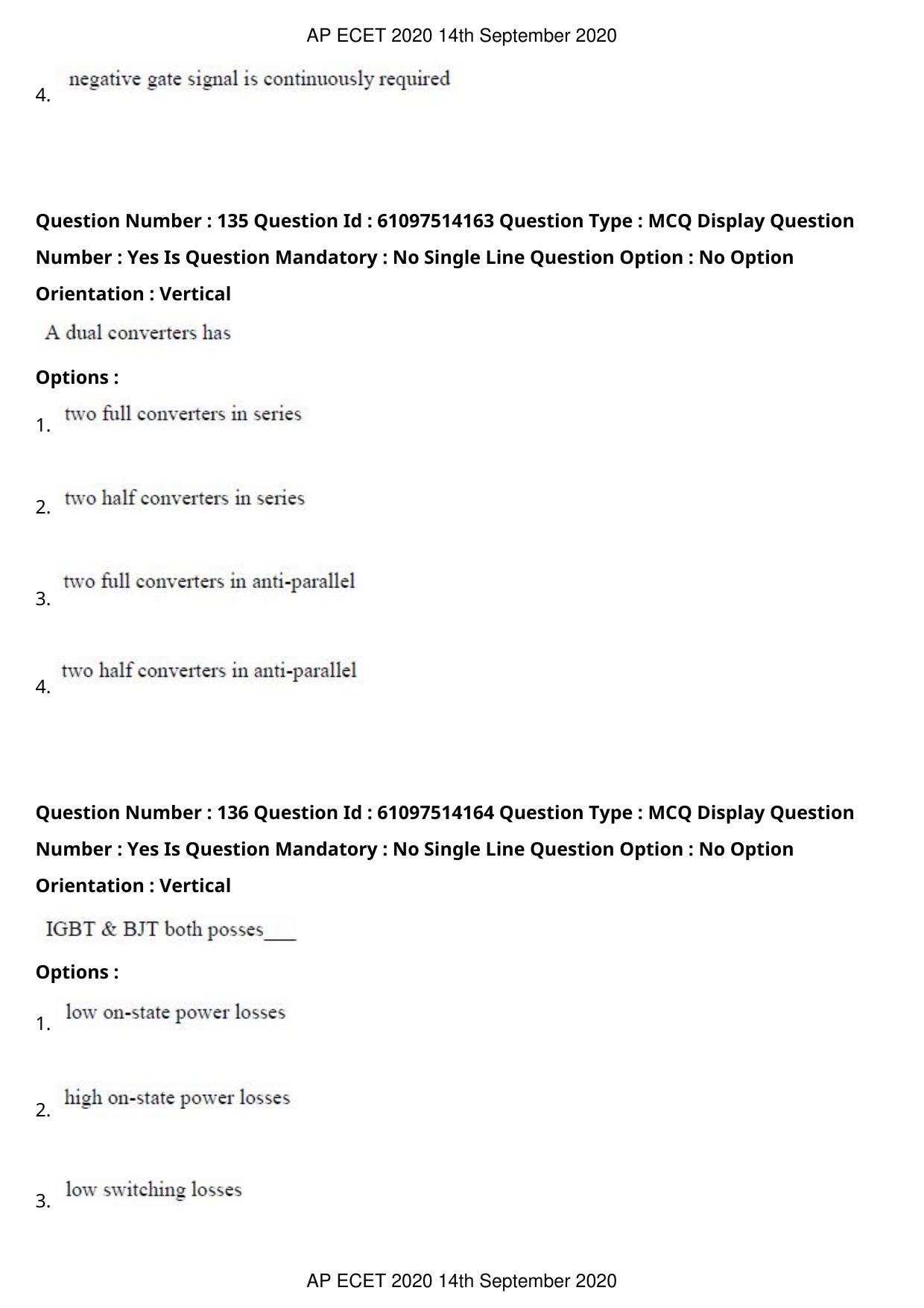 AP ECET 2020 - Electronics and Communication (Preview) Question Paper With Preliminary Keys - Page 73