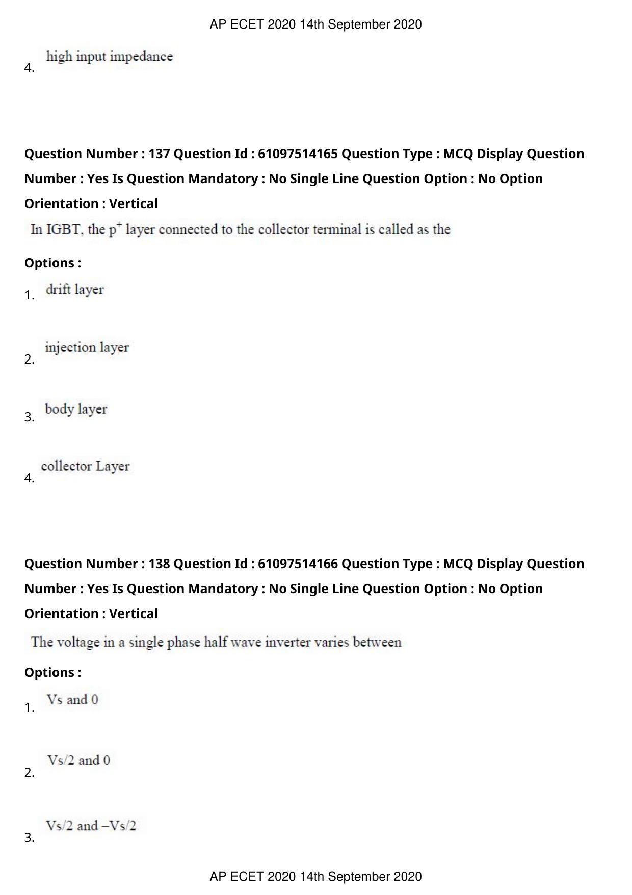 AP ECET 2020 - Electronics and Communication (Preview) Question Paper With Preliminary Keys - Page 74
