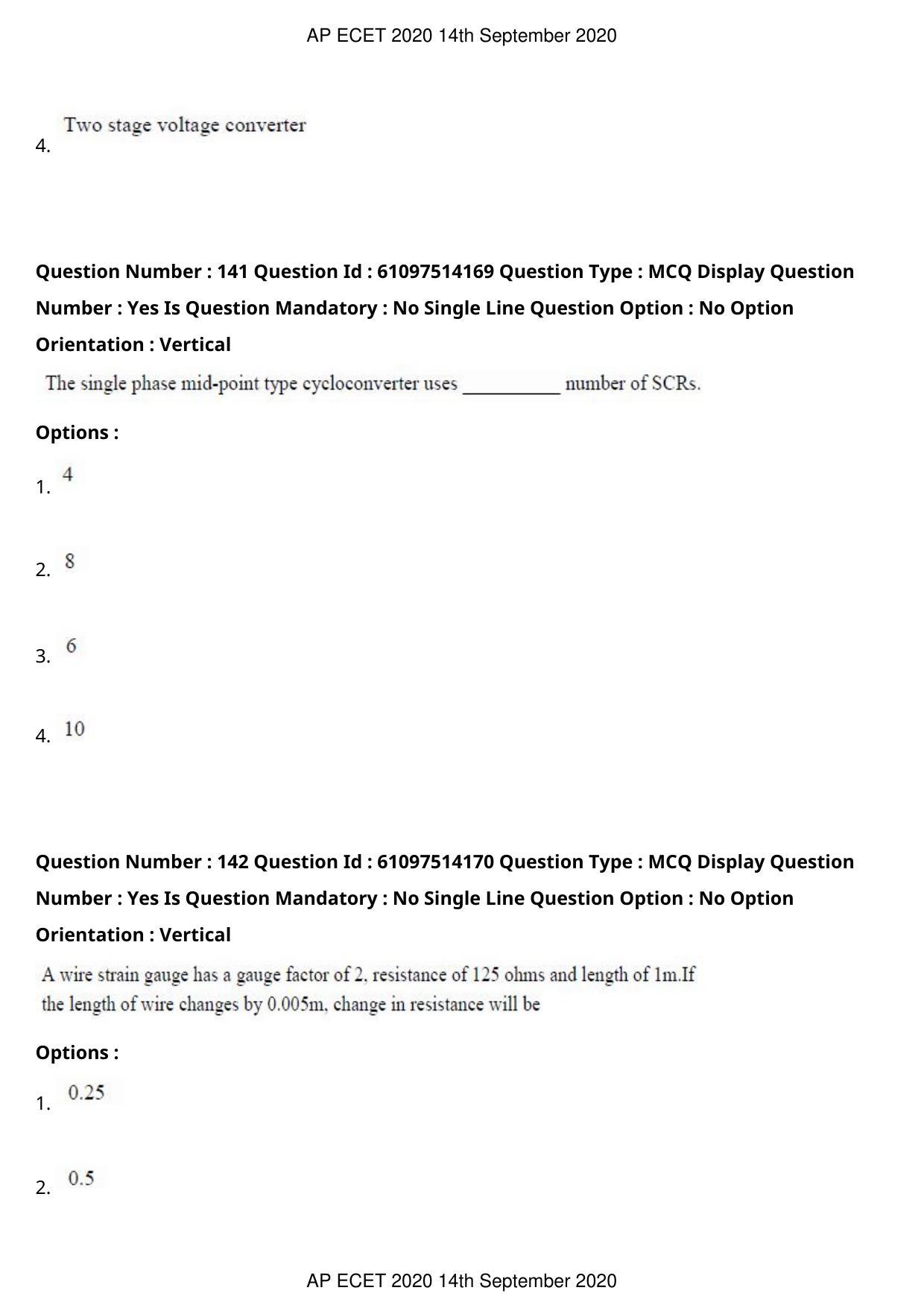 AP ECET 2020 - Electronics and Communication (Preview) Question Paper With Preliminary Keys - Page 76