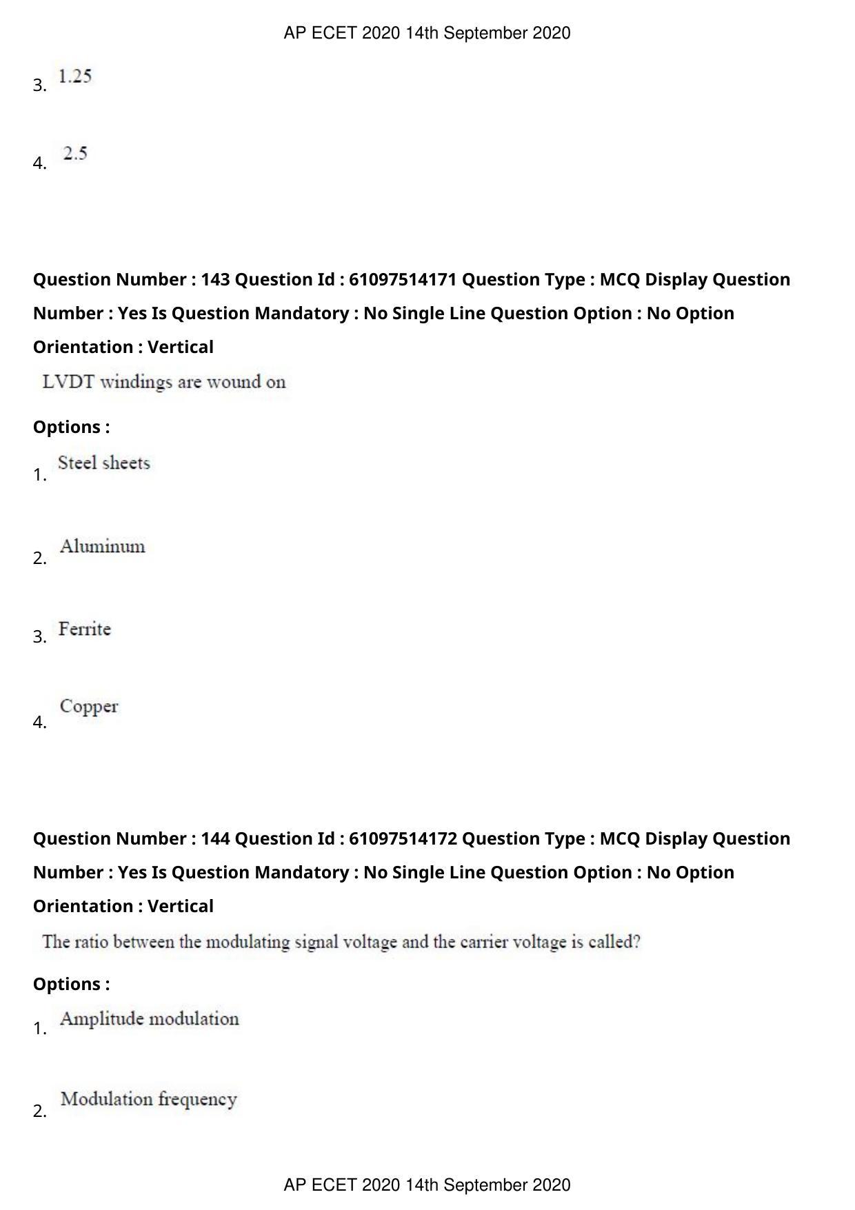 AP ECET 2020 - Electronics and Communication (Preview) Question Paper With Preliminary Keys - Page 77