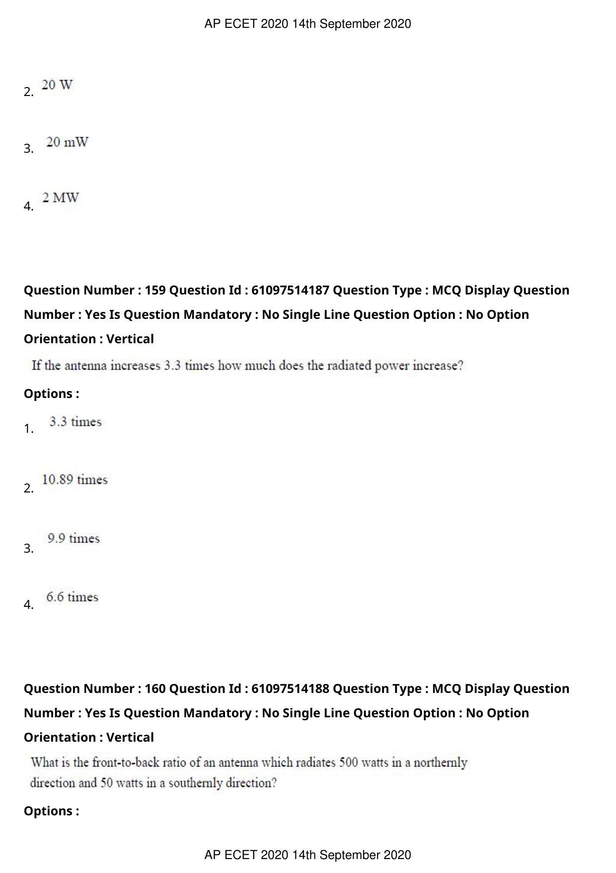 AP ECET 2020 - Electronics and Communication (Preview) Question Paper With Preliminary Keys - Page 85