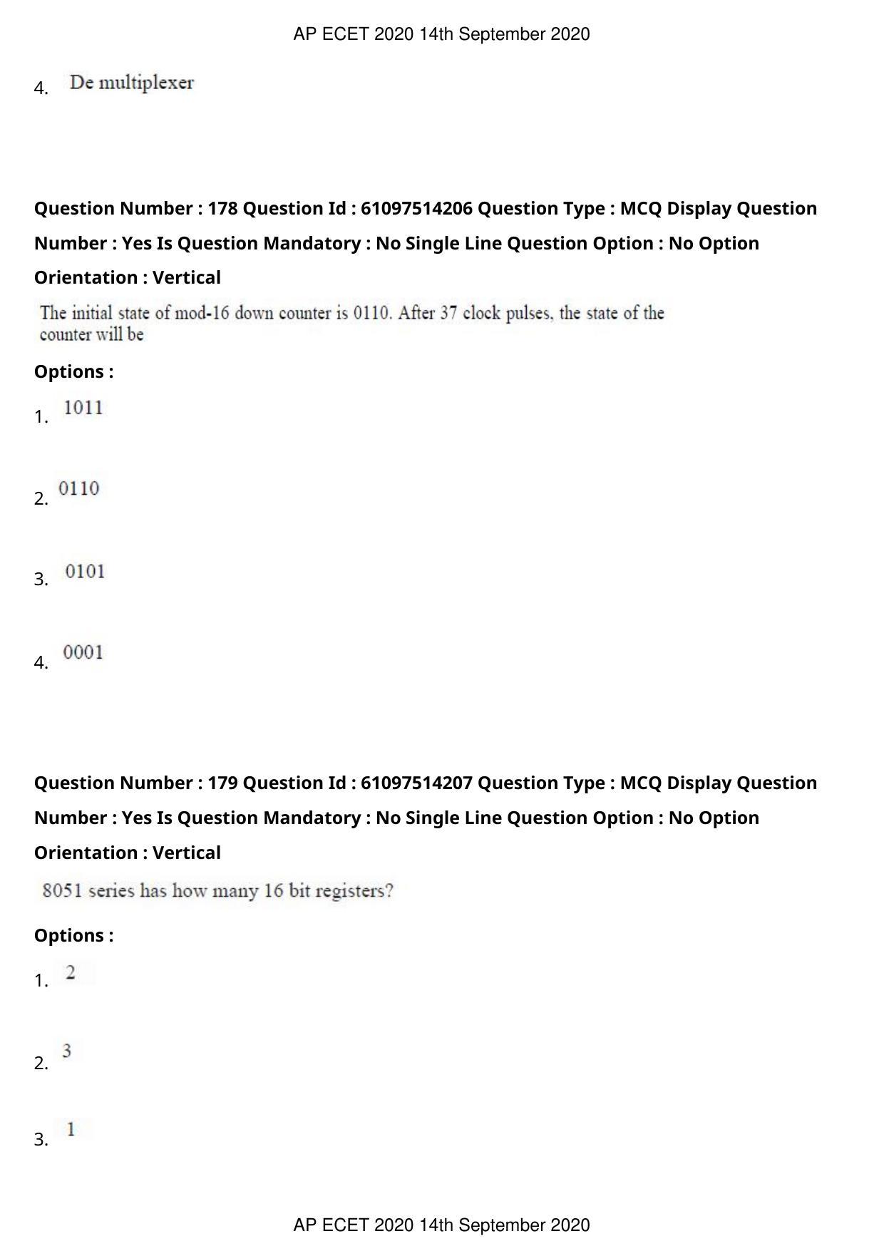 AP ECET 2020 - Electronics and Communication (Preview) Question Paper With Preliminary Keys - Page 95