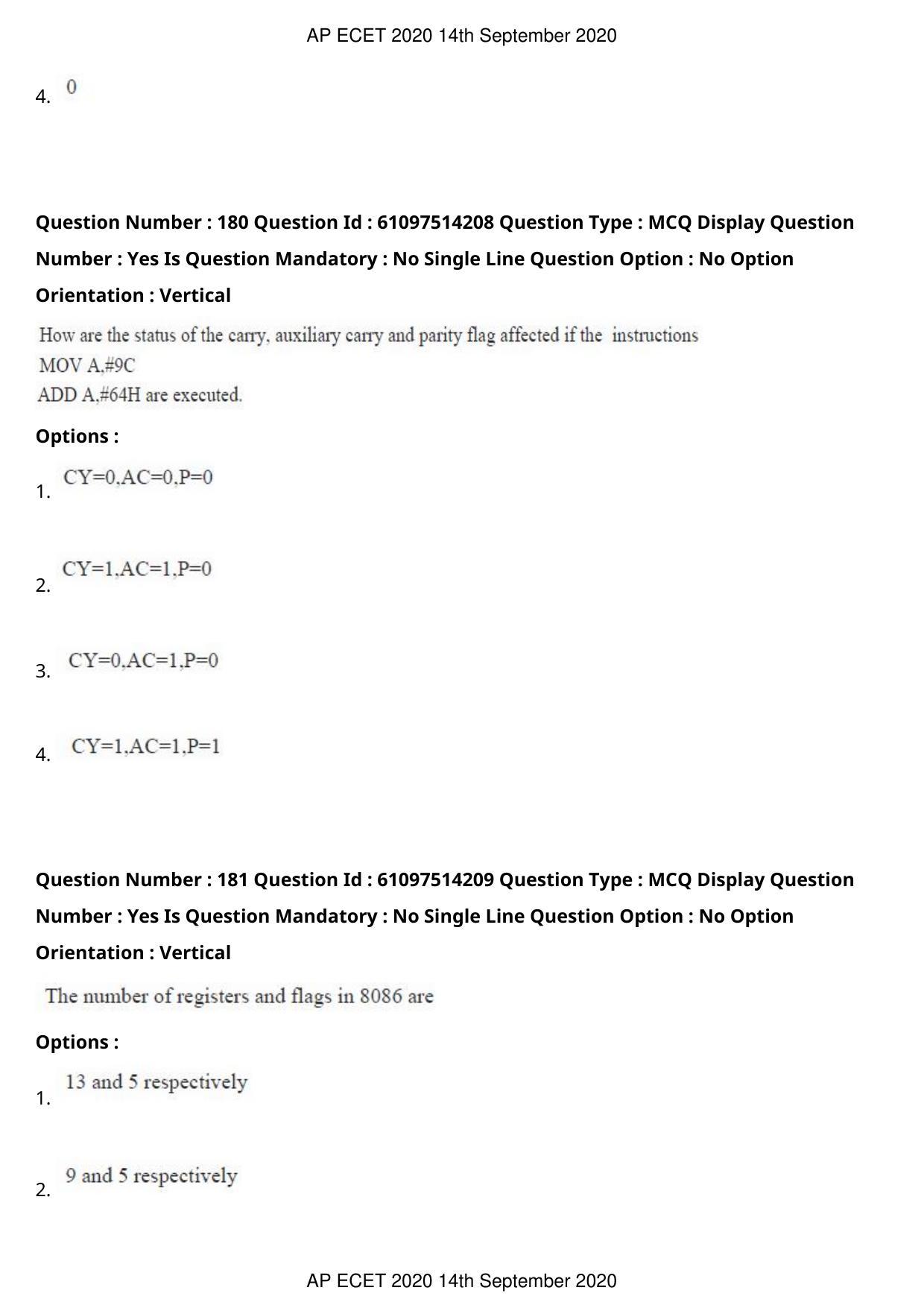 AP ECET 2020 - Electronics and Communication (Preview) Question Paper With Preliminary Keys - Page 96