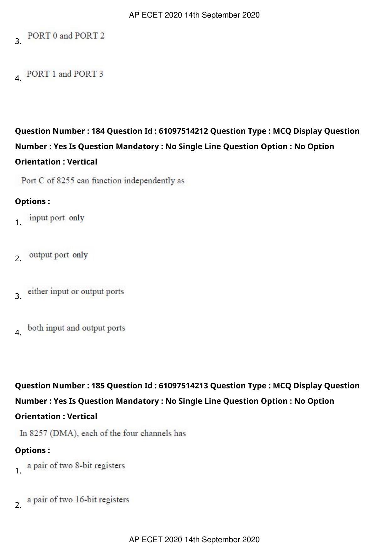 AP ECET 2020 - Electronics and Communication (Preview) Question Paper With Preliminary Keys - Page 98